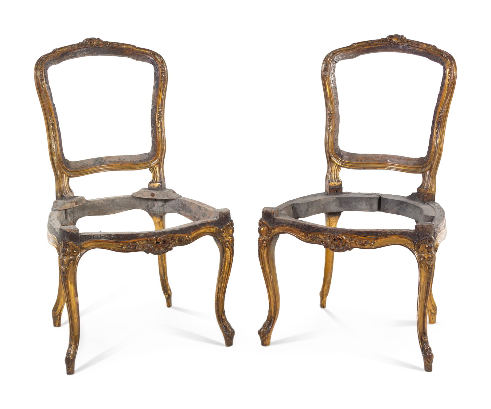 A Pair of Louis XV Giltwood Side Chairs: A Pair of Louis XV Giltwood Side Chairs 18th Century Height 33 1/2 inches. Property from Christa's Ltd., Chicago, Illinois