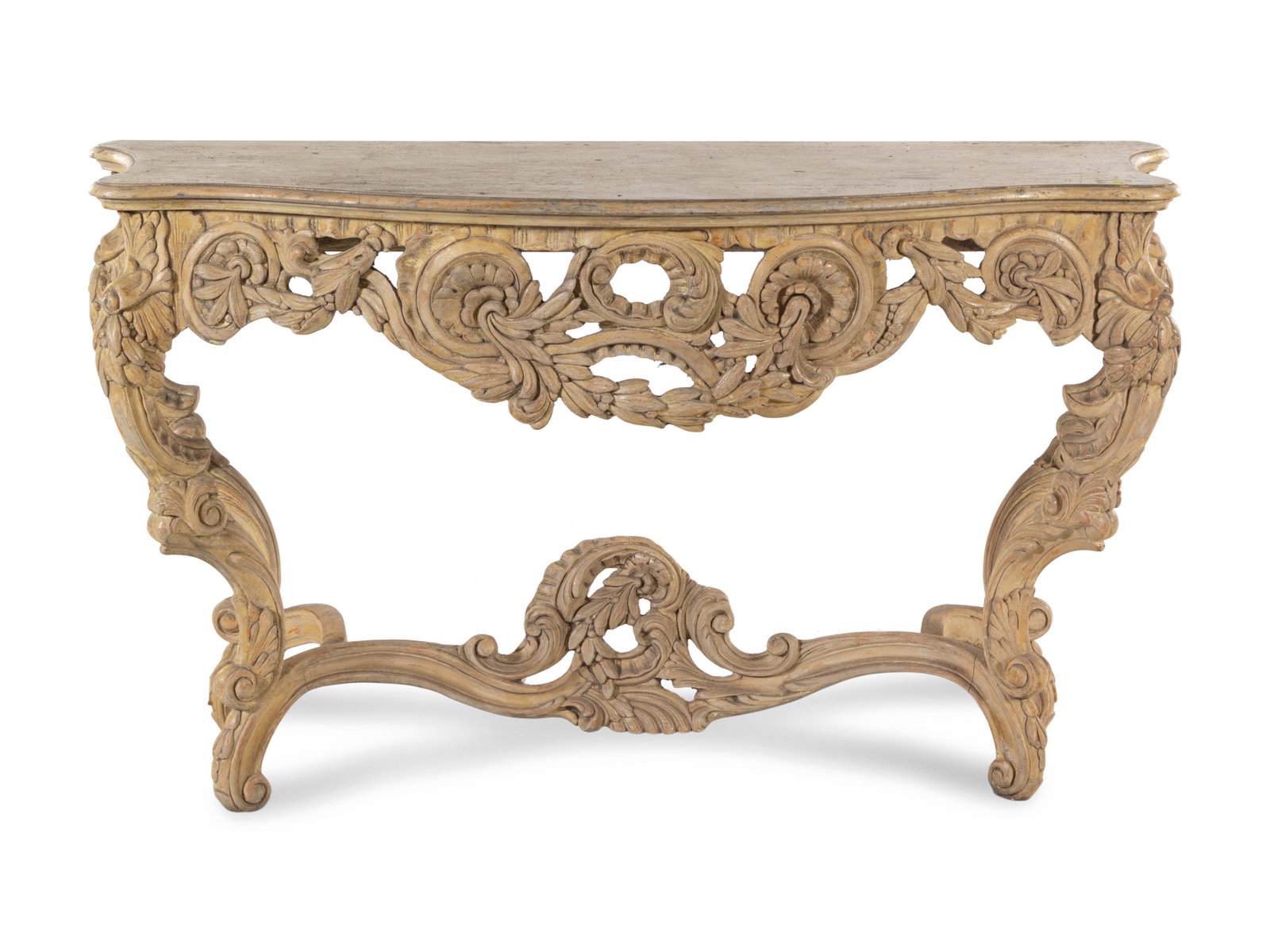 A Louis XV Style Painted Console Table: A Louis XV Style Painted Console Table Late 19th/Early 20th Century Height 36 x width 52 1/2 x depth 24 1/4 inches. Property from Christa's Ltd., Chicago, Illinois