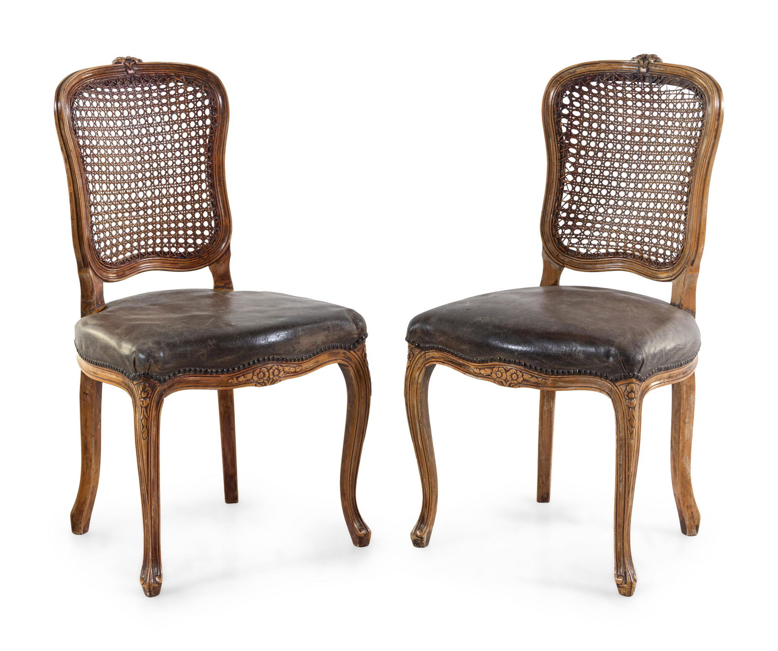 A Pair of Louis XV Caned Side Chairs: A Pair of Louis XV Caned Side Chairs 18th/19th Century Height 34 inches. Property from Christa's Ltd., Chicago, Illinois