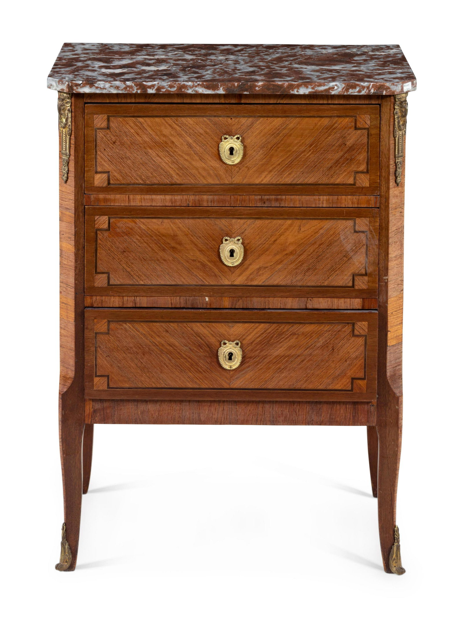 A Louis XVI Style Marble-Top Commode: A Louis XVI Style Marble-Top Commode Late 19th/Early 20th Century Height 34 x width 24 x depth 15 inches. Property from Christa's Ltd., Chicago, Illinois