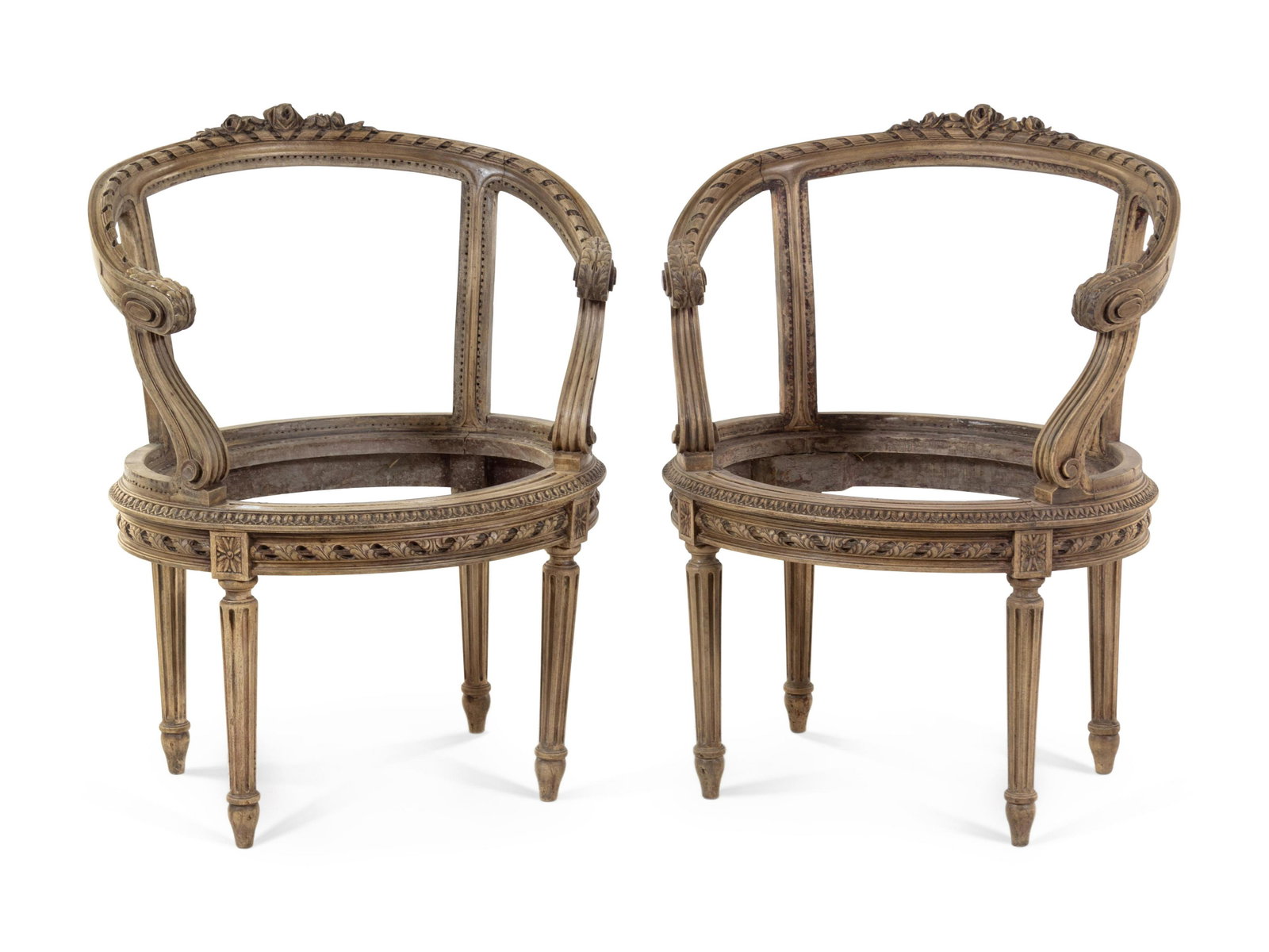 A Pair of Louis XVI Bergere Frames: A Pair of Louis XVI Bergere Frames 18th/19th Century Property from Christa's Ltd., Chicago, Illinois