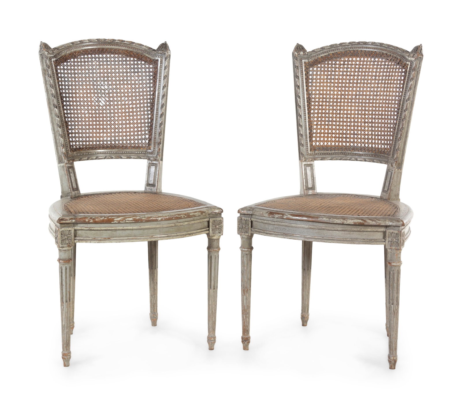 A Pair of Louis XVI Painted Side Chairs: A Pair of Louis XVI Painted Side Chairs Late 18th Century Height 36 inches. Property from Christa's Ltd., Chicago, Illinois