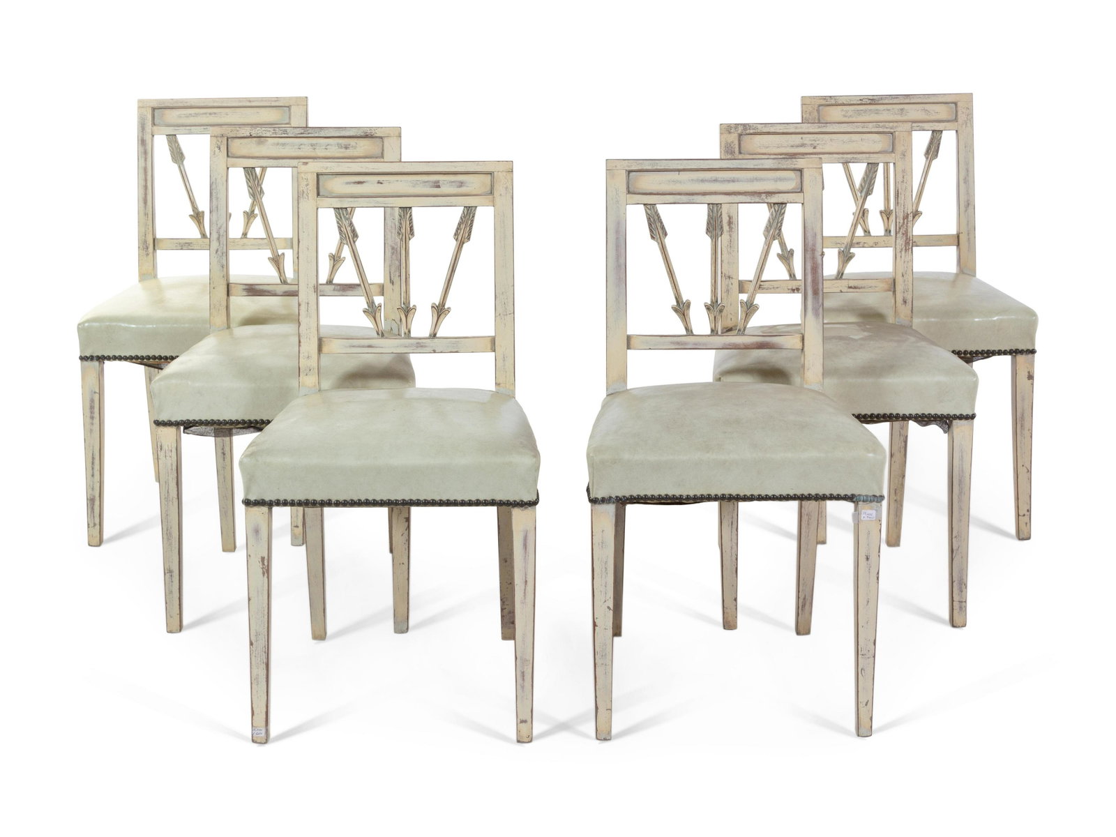 A Set of Six Neoclassical Painted Side Chairs: A Set of Six Neoclassical Painted Side Chairs Late 19th/Early 20th Century Height 34 1/4 inches. Property from Christa's Ltd., Chicago, Illinois