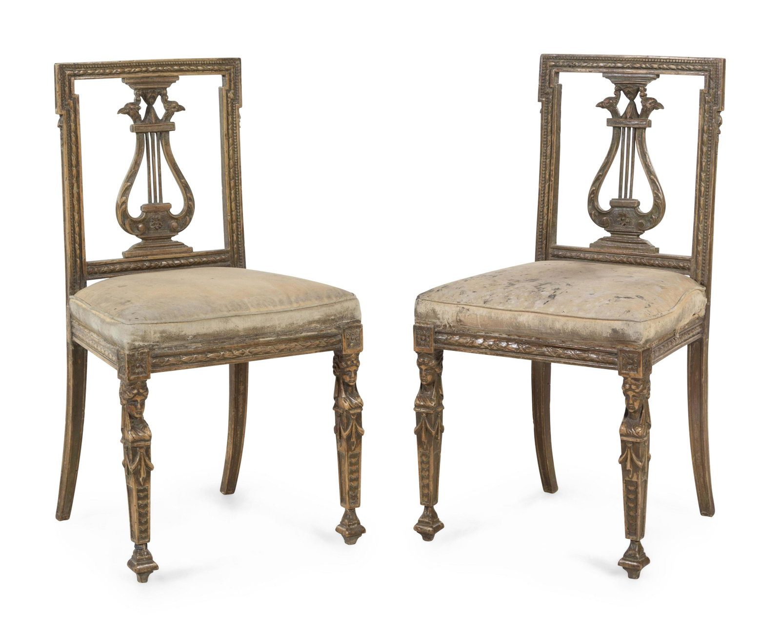 A Pair of Neoclassical Painted Side Chairs: A Pair of Neoclassical Painted Side Chairs 19th Century Height 34 1/2 inches. Property from Christa's Ltd., Chicago, Illinois