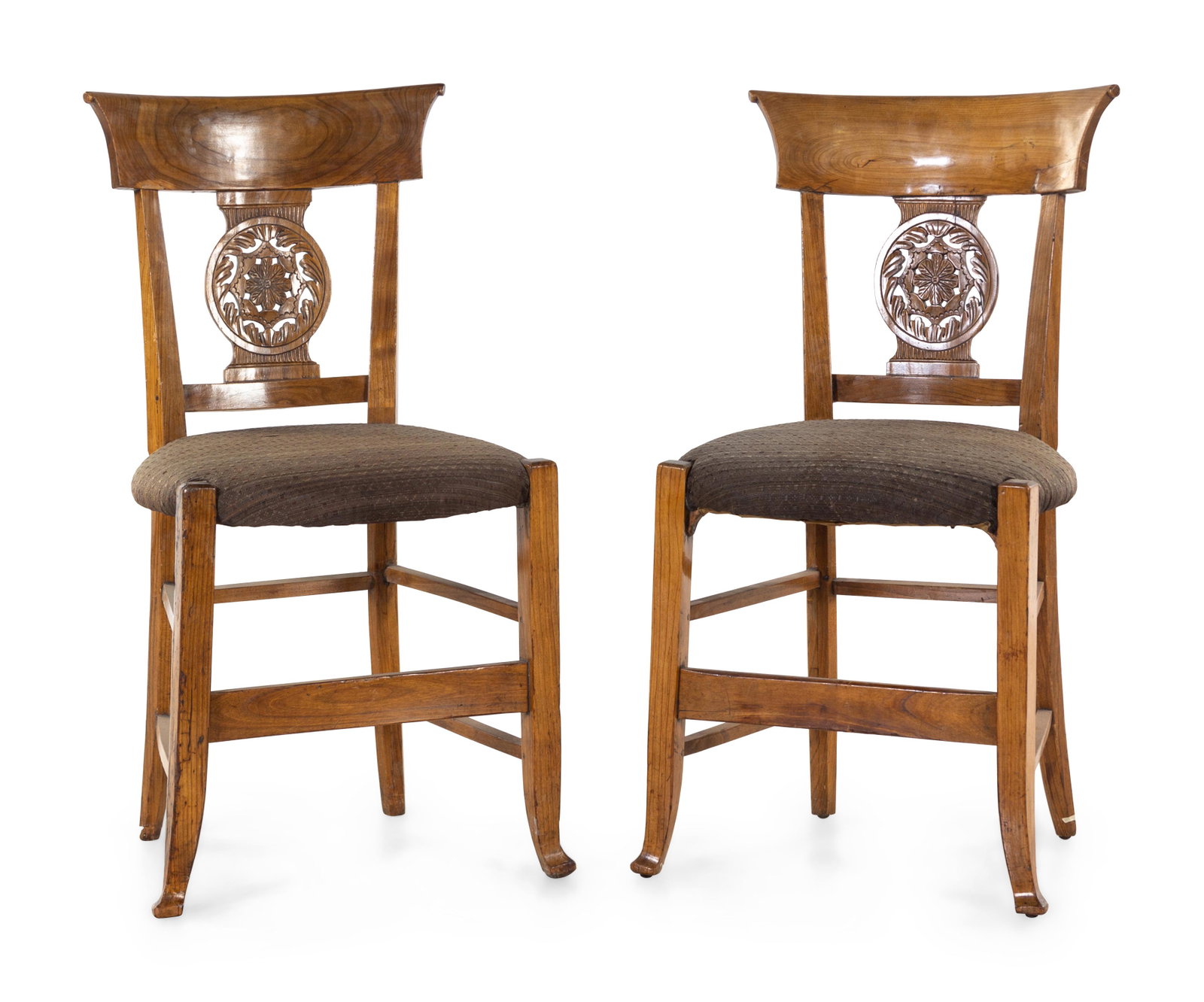 A Pair of Continental Walnut Side Chairs: A Pair of Continental Walnut Side Chairs 19th Century Height 34 inches. Property from Christa's Ltd., Chicago, Illinois
