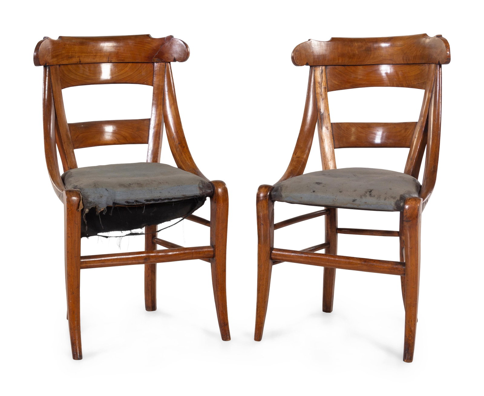 A Pair of Continental Fruitwood Side Chairs: A Pair of Continental Fruitwood Side Chairs 19th Century Height 33 inches. Property from Christa's Ltd., Chicago, Illinois