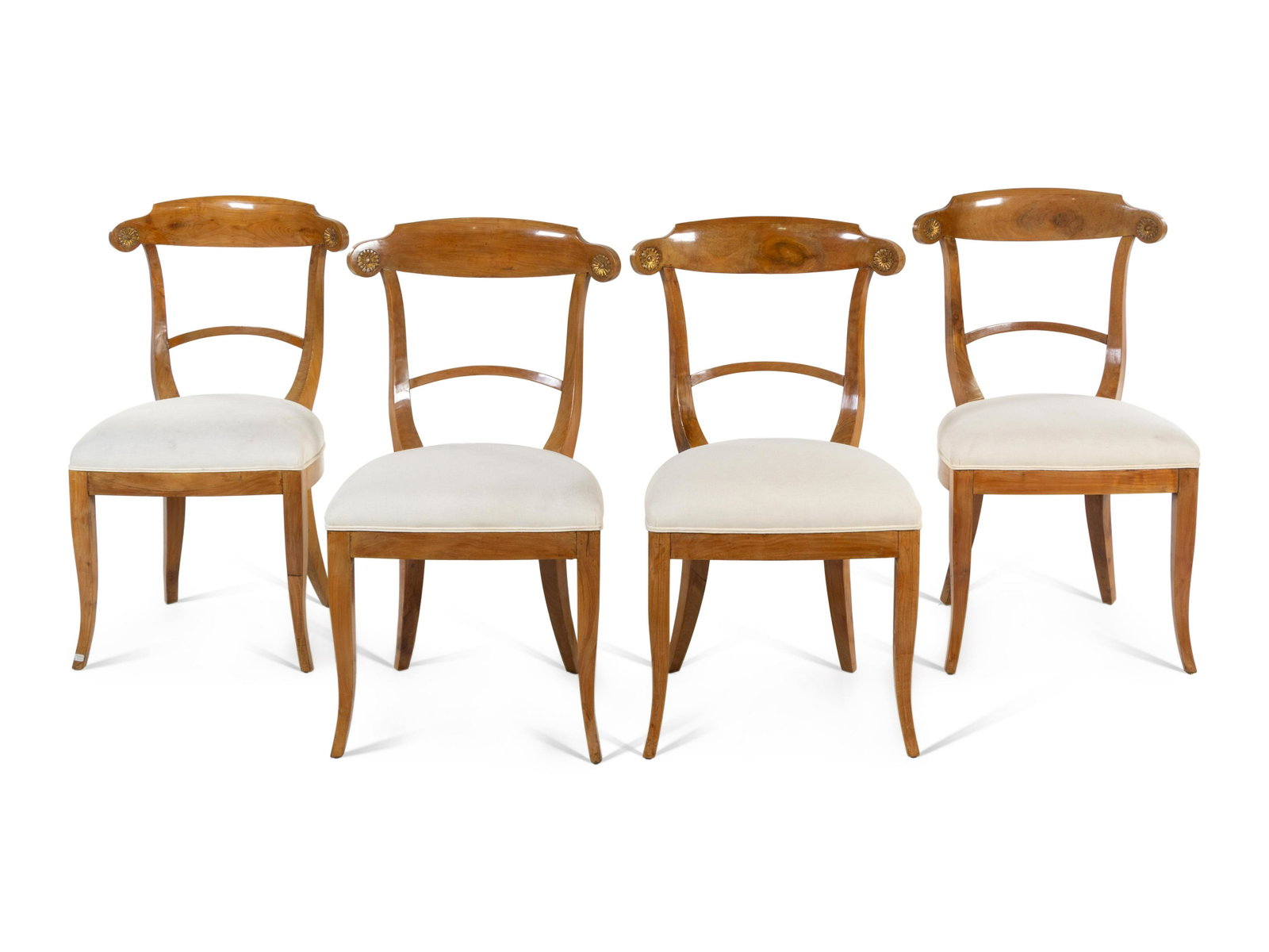 A Set of Four Biedermeier Fruitwood Dining Chairs: A Set of Four Biedermeier Fruitwood Dining Chairs Circa 1840 Height 34 1/2 inches. Property from Christa's Ltd., Chicago, Illinois