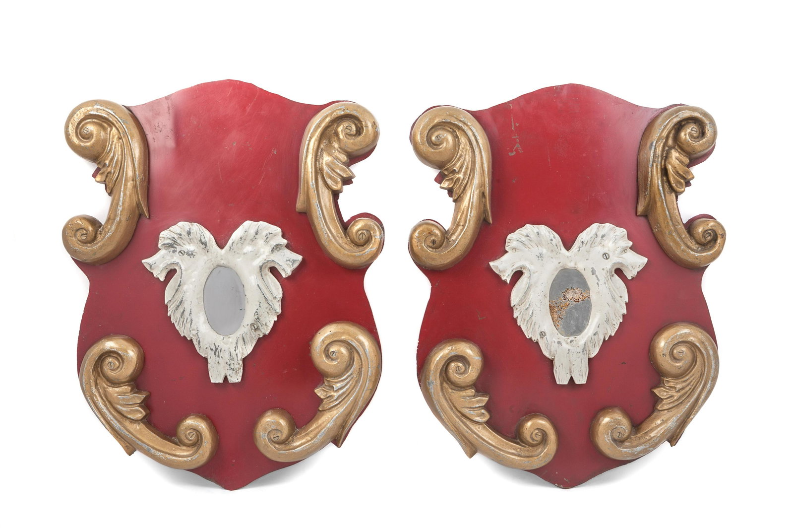 A Pair of TÃƒÂ´le Plaques: A Pair of TÃƒÂ´le Plaques 19th Century each of shield form. Height 26 3/4 x width 21 inches. Property from Christa's Ltd., Chicago, Illinois