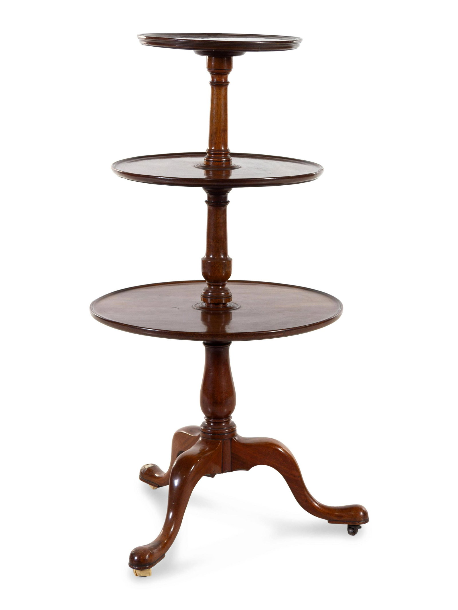 A George III Style Mahogany Dumbwaiter: A George III Style Mahogany Dumbwaiter 19th Century Height 49 x diameter of top 24 inches. Property from Christa's Ltd., Chicago, Illinois