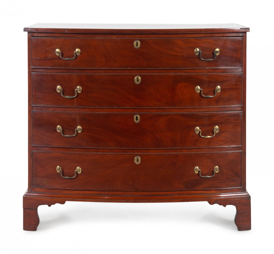 A George III Style Mahogany Chest, 19th Century: A George III Style Mahogany Chest 19th Century Height 33 3/4 x width 38 x depth 21 3/4 inches. Property from Christa's Ltd., Chicago, Illinois