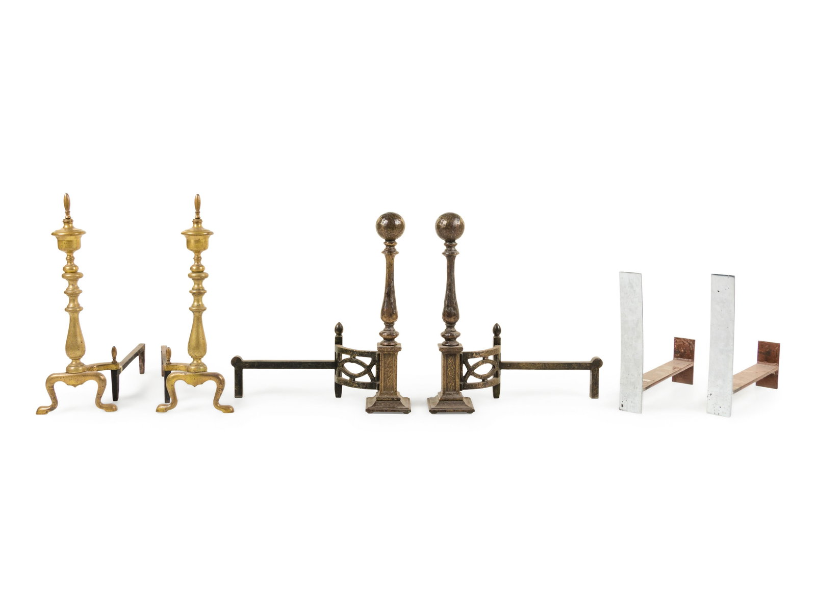 Three Pairs of Andirons: Three Pairs of Andirons 19th and 20th Century Height of tallest pair 23 inches. Property from Christa's Ltd., Chicago, Illinois