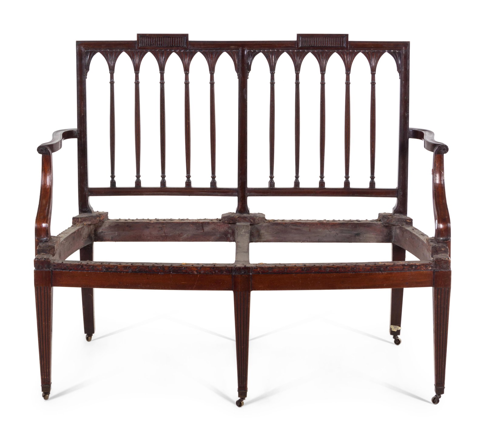 A Federal Mahogany Double-Chair Back Settee: A Federal Mahogany Double-Chair Back Settee Width 42 3/4 inches Property from Christa's Ltd., Chicago, Illinois