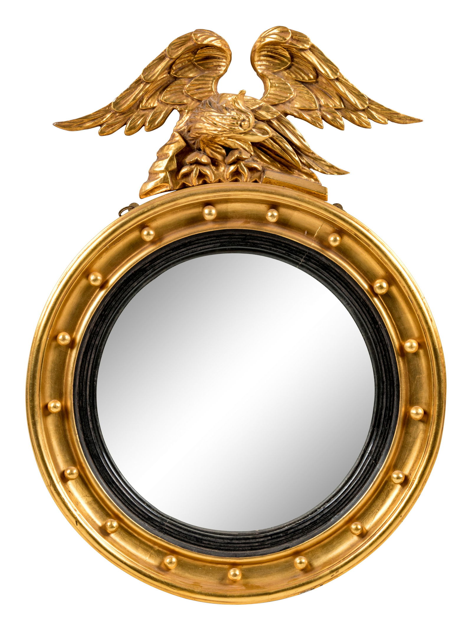 A Federal Style Giltwood Convex Mirror: A Federal Style Giltwood Convex Mirror Height 35 inches. Property from Christa's Ltd., Chicago, Illinois
