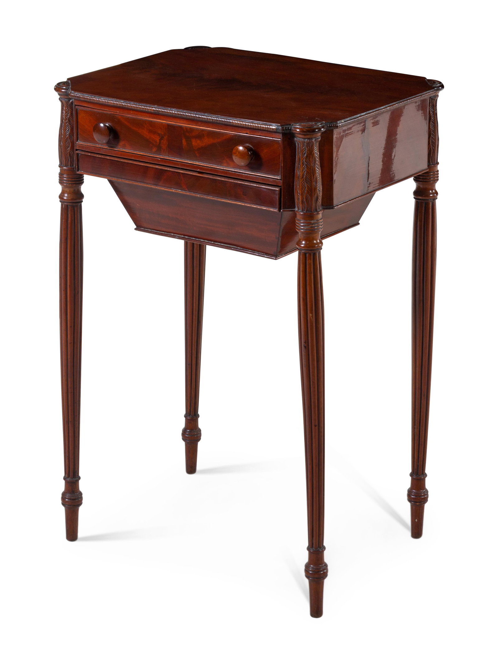 An American Mahogany Sewing Table: An American Mahogany Sewing Table 19th Century Height 28 3/4 x width 19 1/2 x depth 16 1/4 inches. Property from Christa's Ltd., Chicago, Illinois