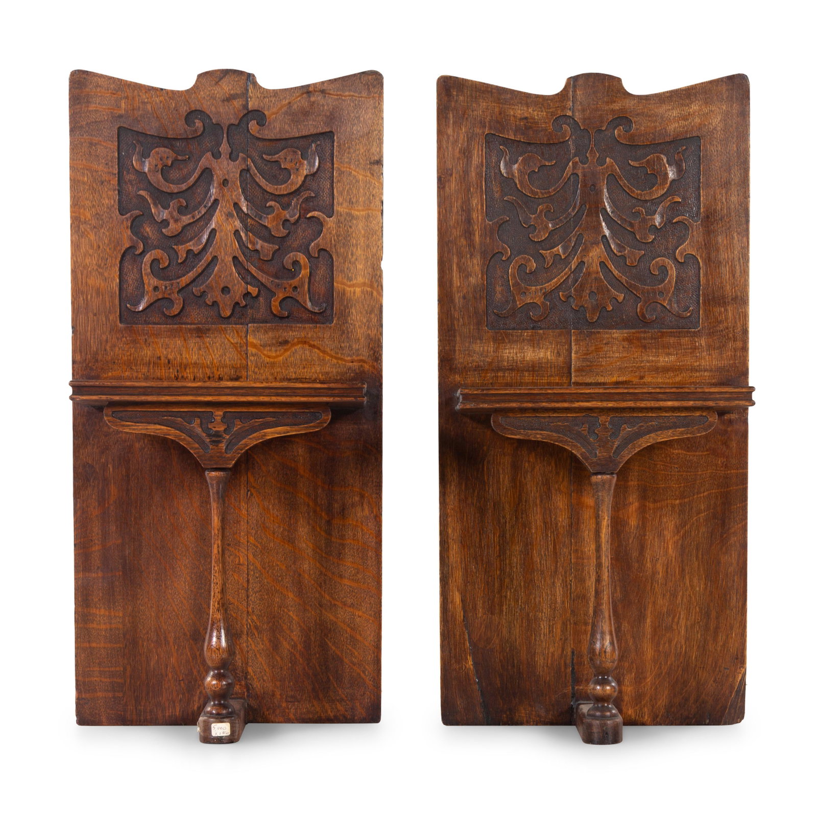 A Pair of Renaissance Revival Carved Oak Wall Shelves: A Pair of Renaissance Revival Carved Oak Wall Shelves Second Half 19th Century Height 26 3/4 x width 11 1/2 inches. Property from Christa's Ltd., Chicago, Illinois
