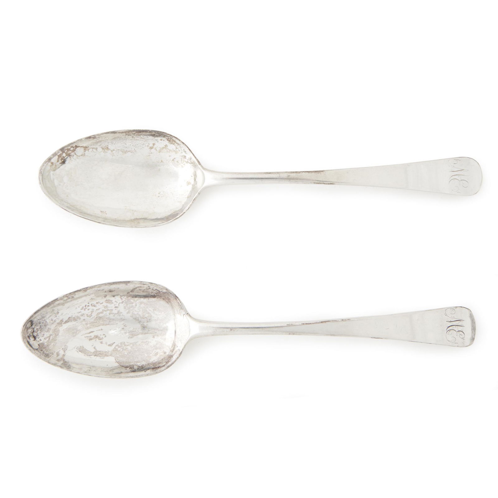 Pair of silver serving spoons associated with the Evans (1 of 1)