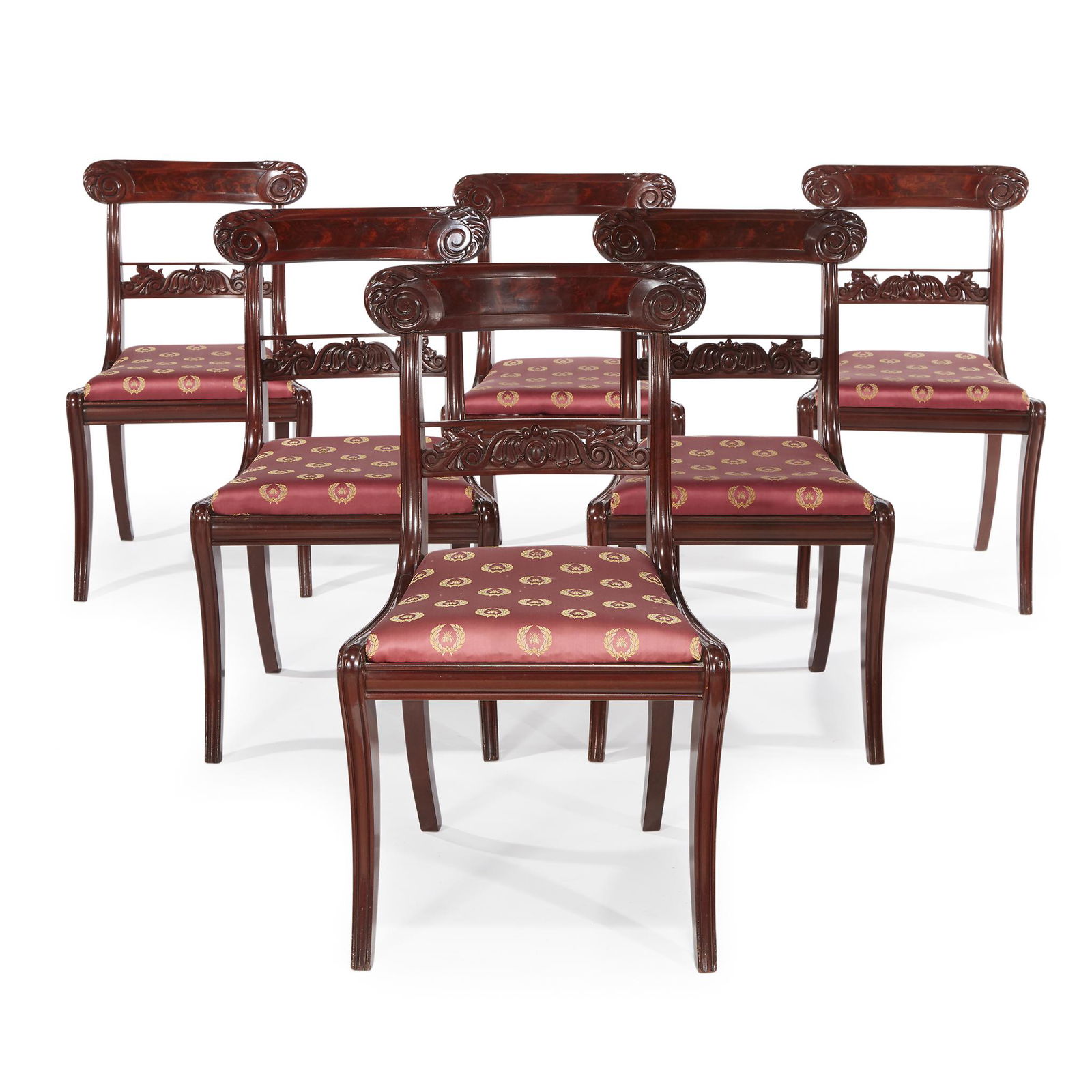 Group of six Classical carved mahogany side chairs, (1 of 1)