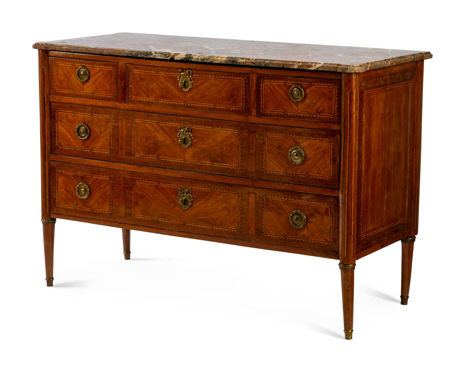 A Louis XVI Style Tulipwood and Marquetry Commode (1 of 1)