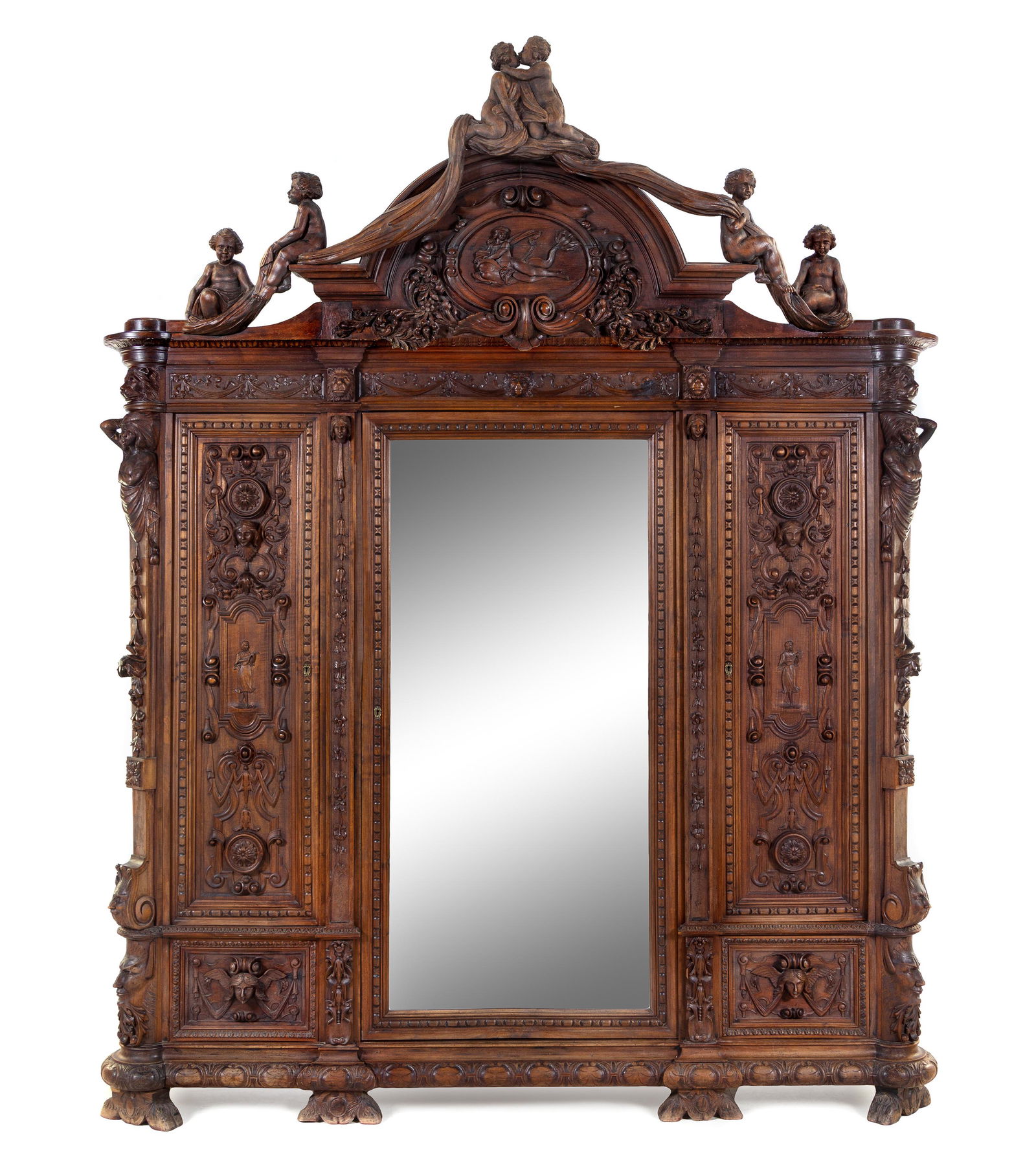 A French Renaissance Revival Carved Walnut Armoire (1 of 2)