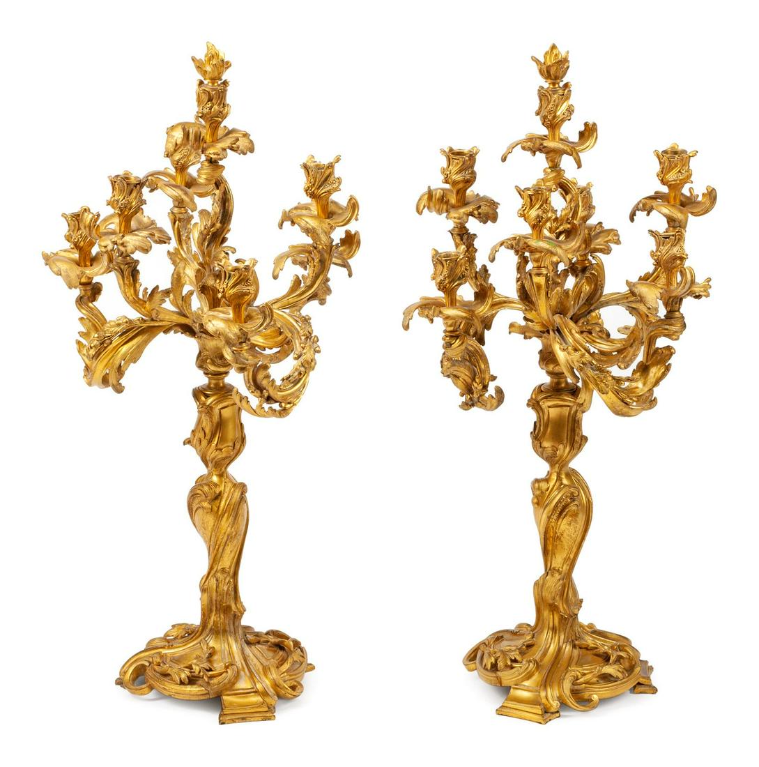 A Pair of Louis XV Style Gilt Bronze Seven-Light (1 of 1)