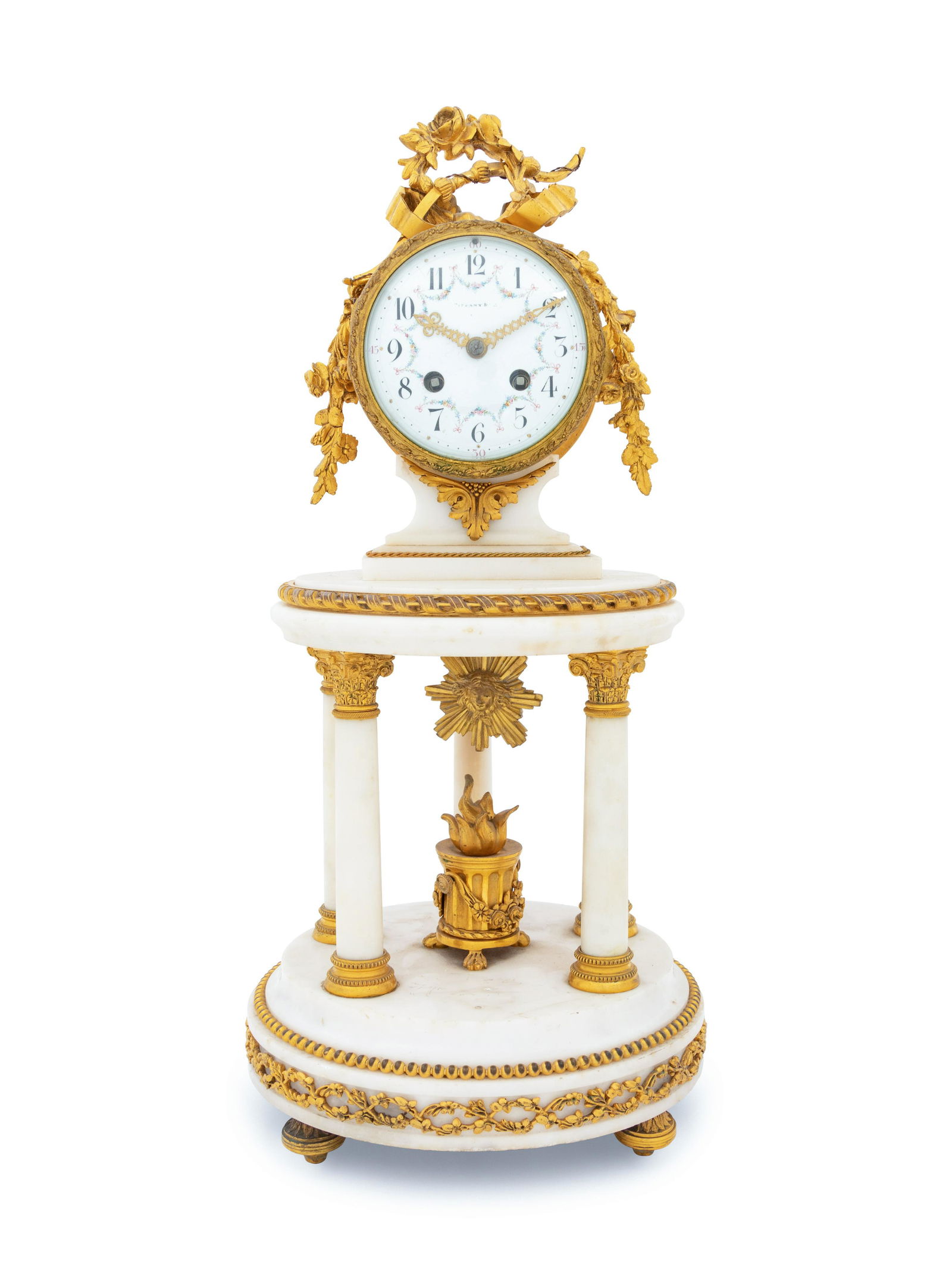 A French Gilt Bronze Mounted Marble Portico Clock (1 of 3)