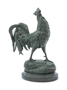 Alfred Barye (French, 1839-1882): Alfred Barye (French, 1839-1882) Coq bronze signed Alf. Barye Height 18 x width 13 inches. Property from the Collection of William Dent Reichmann, Barrington Hills, Illinois