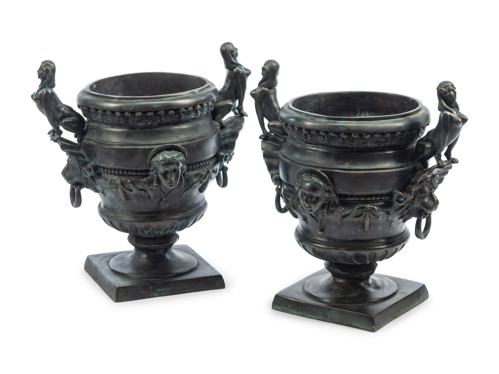 A Pair of Neoclassical Style Patinated Metal Urns (1 of 1)