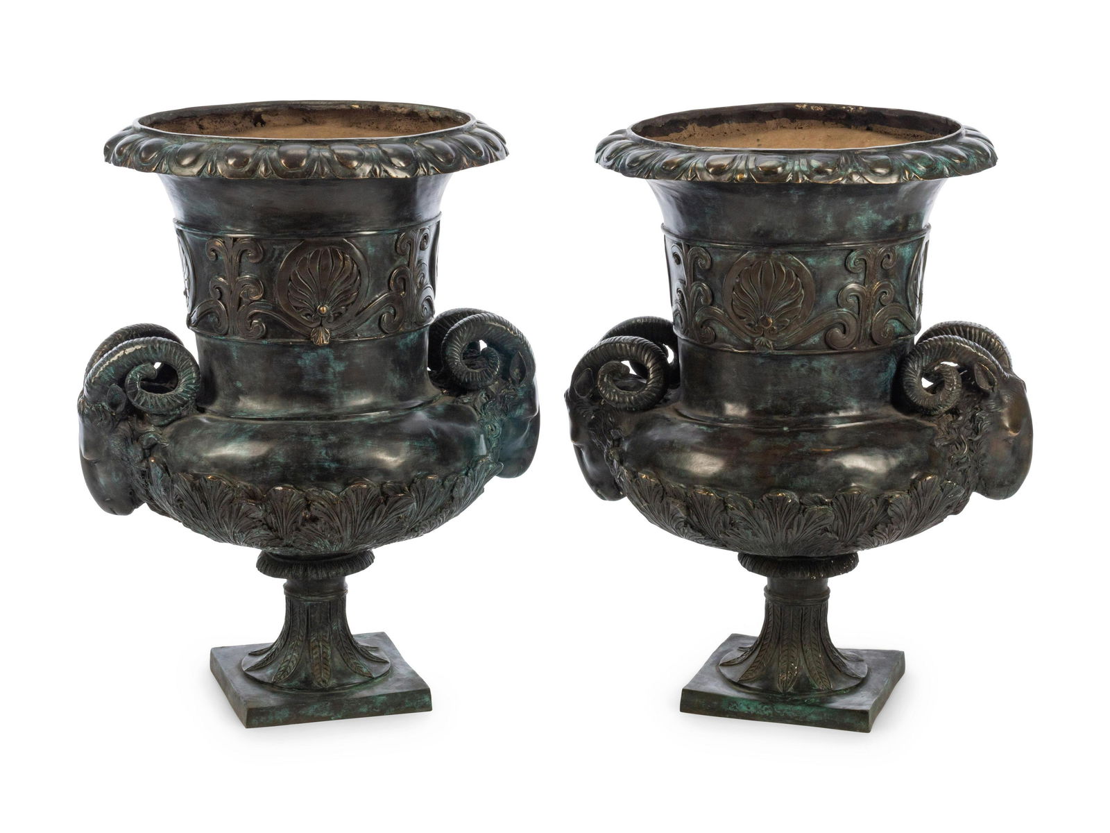 A Pair of Neoclassical Style Patinated Metal Urns (1 of 1)