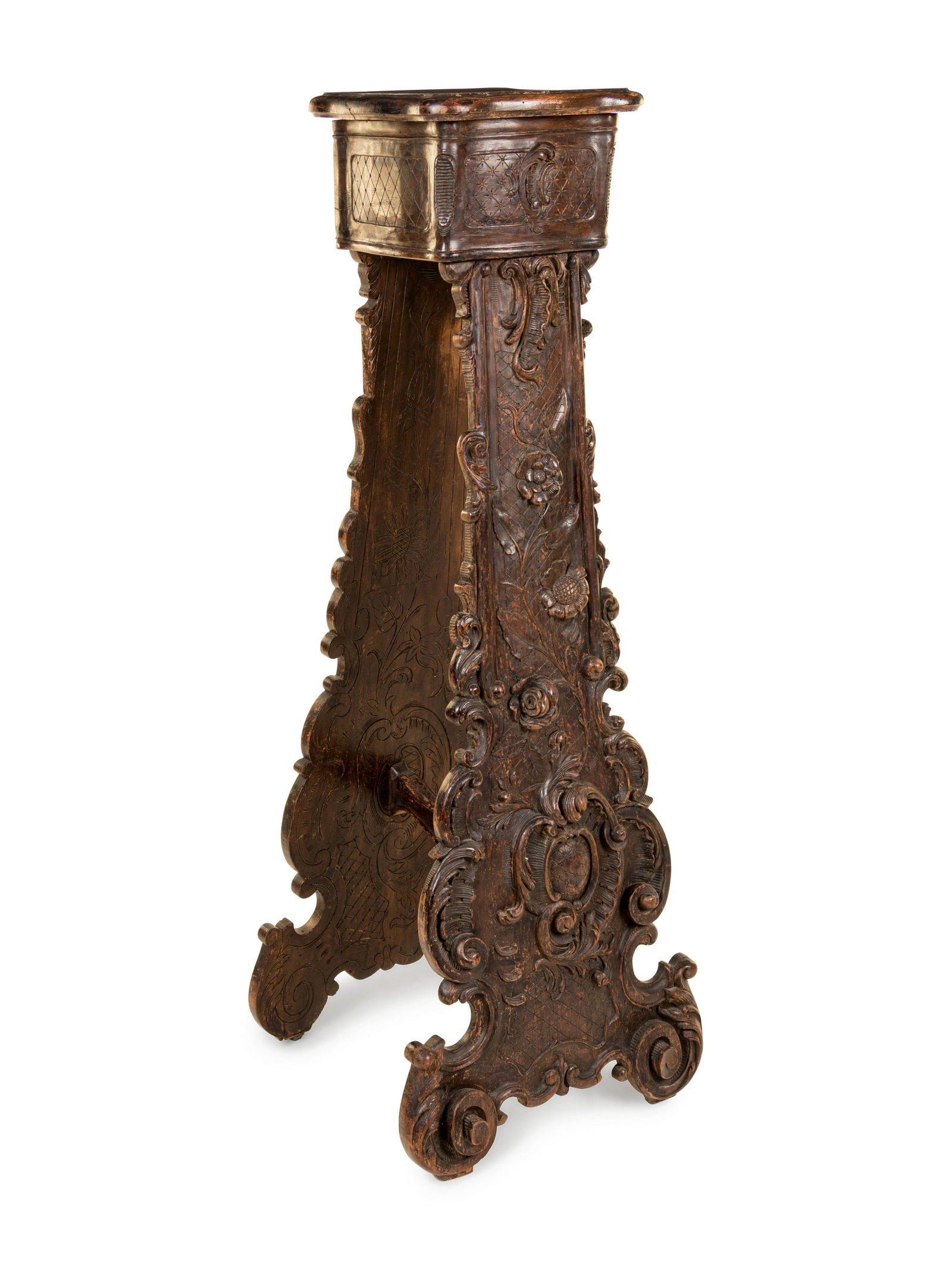 An Italian Baroque Style Carved Walnut Pedestal  (1 of 3)