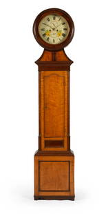 A Scottish Maple, Walnut and Mahogany Tall Case Clock: A Scottish Maple, Walnut and Mahogany Tall Case Clock Robert Aitken, Galashiels, Circa 1830 the painted dial signed Robt. Aiken Galashiels. Height 86 x width 18 1/4 x depth 9 1/2 inches.