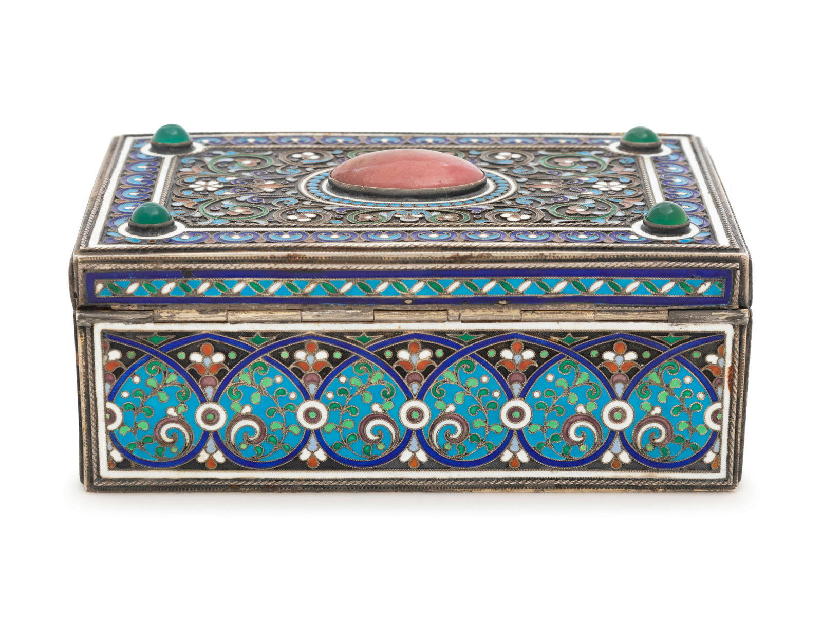 A Russian Silver, Enameled and Cabochon-Inset Table-Top (1 of 4)