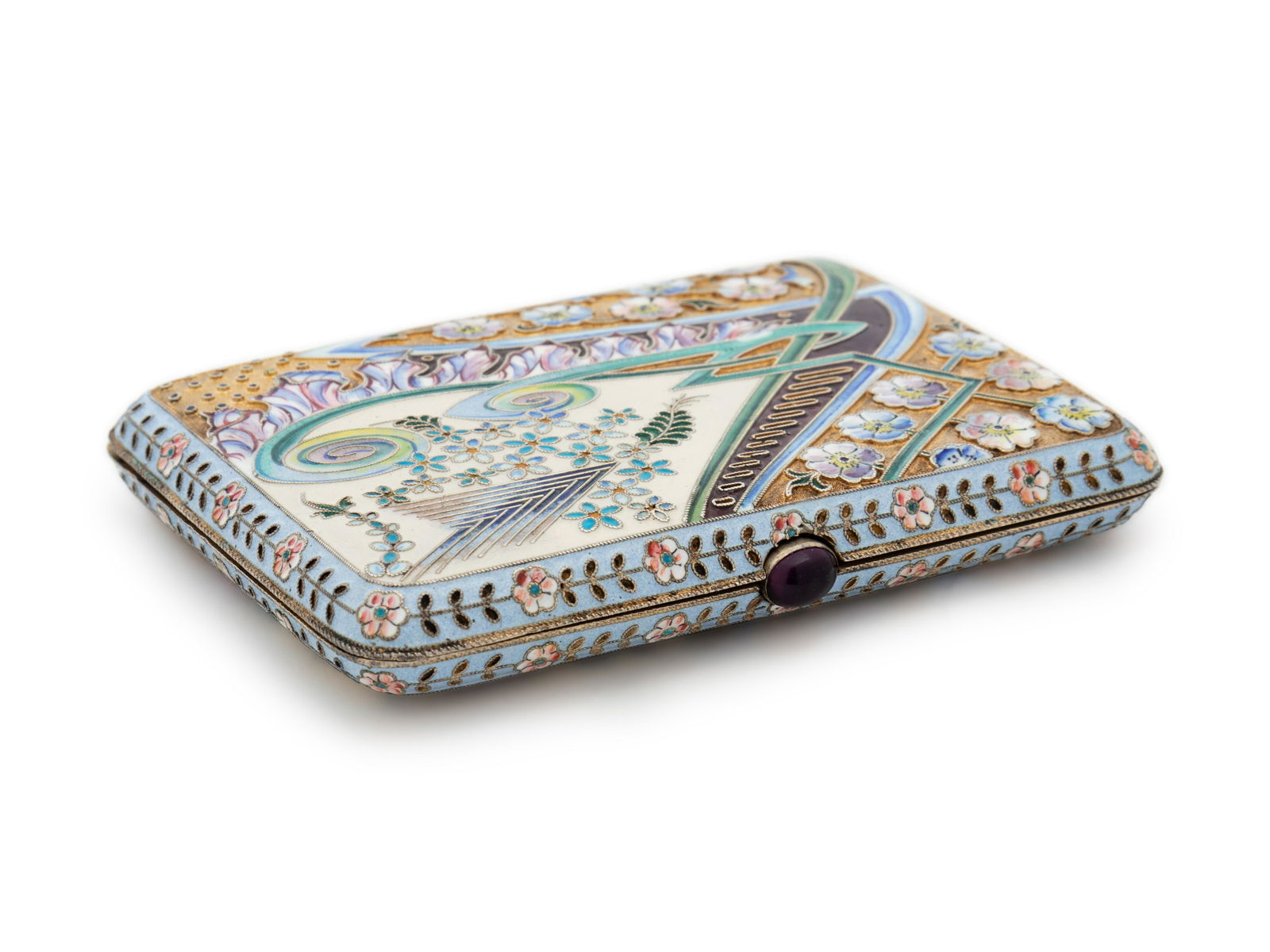 A Russian Silver-Gilt and Shaded Enamel Cigarette Case (1 of 6)