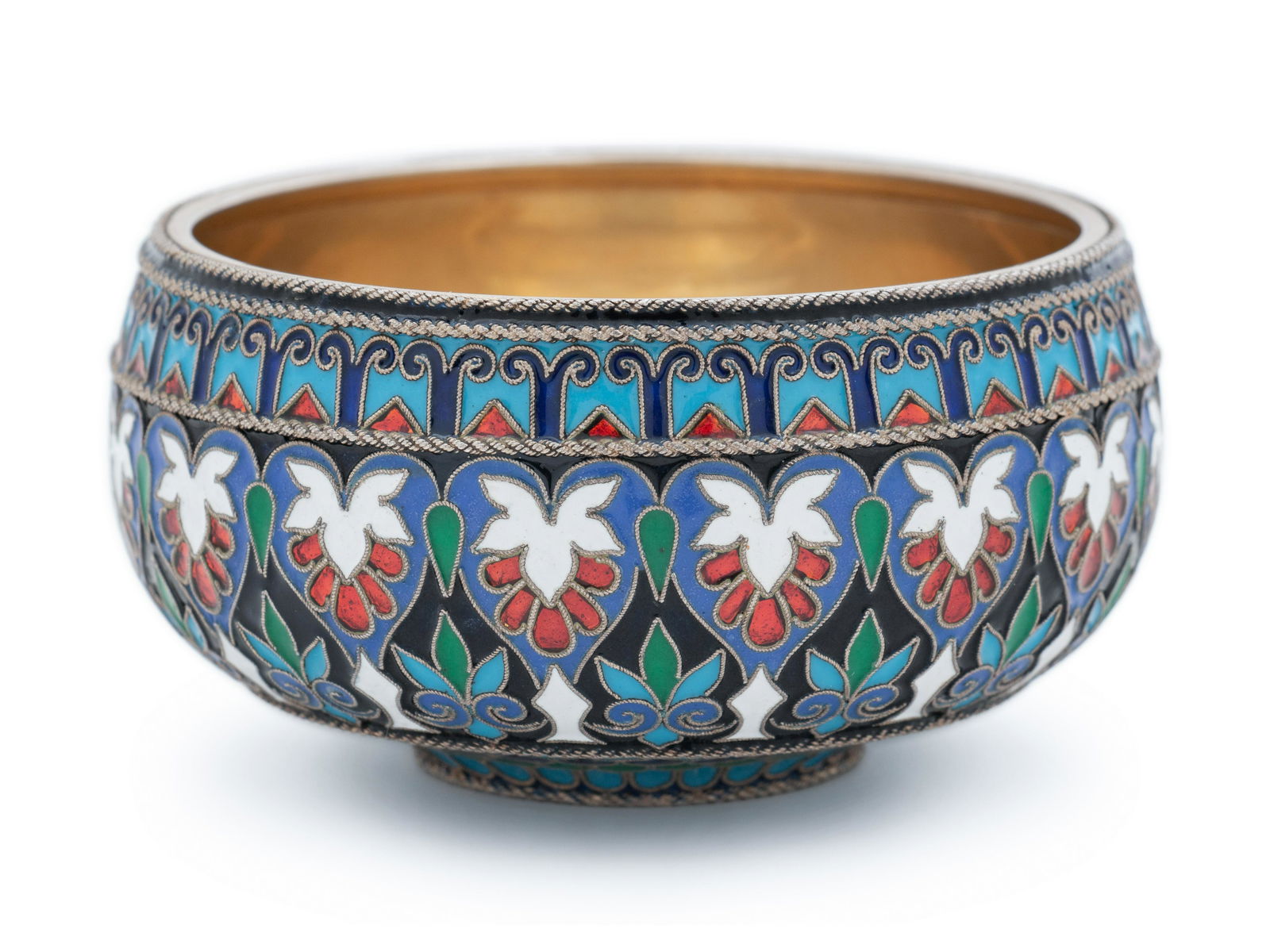 A Russian Silver and Enameled Master Salt  (1 of 3)