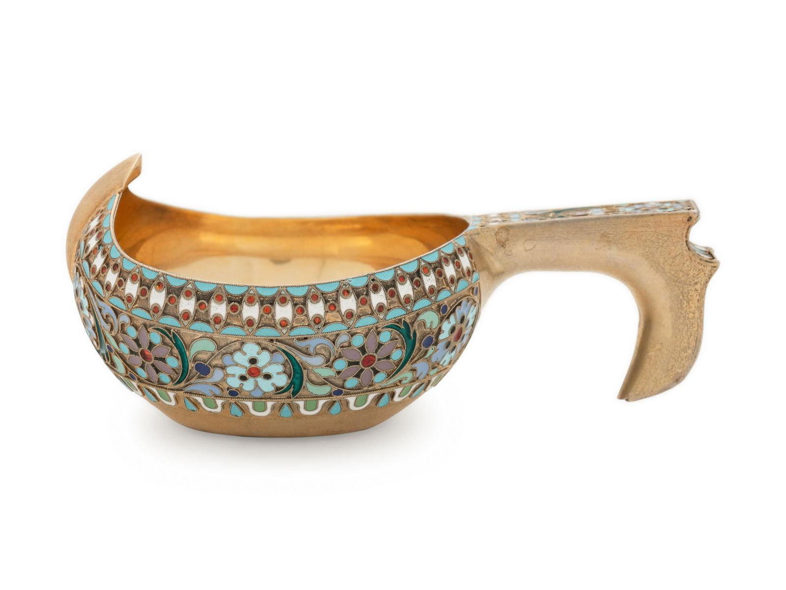 A Russian Silver-Gilt and Enameled Kovsh (1 of 2)