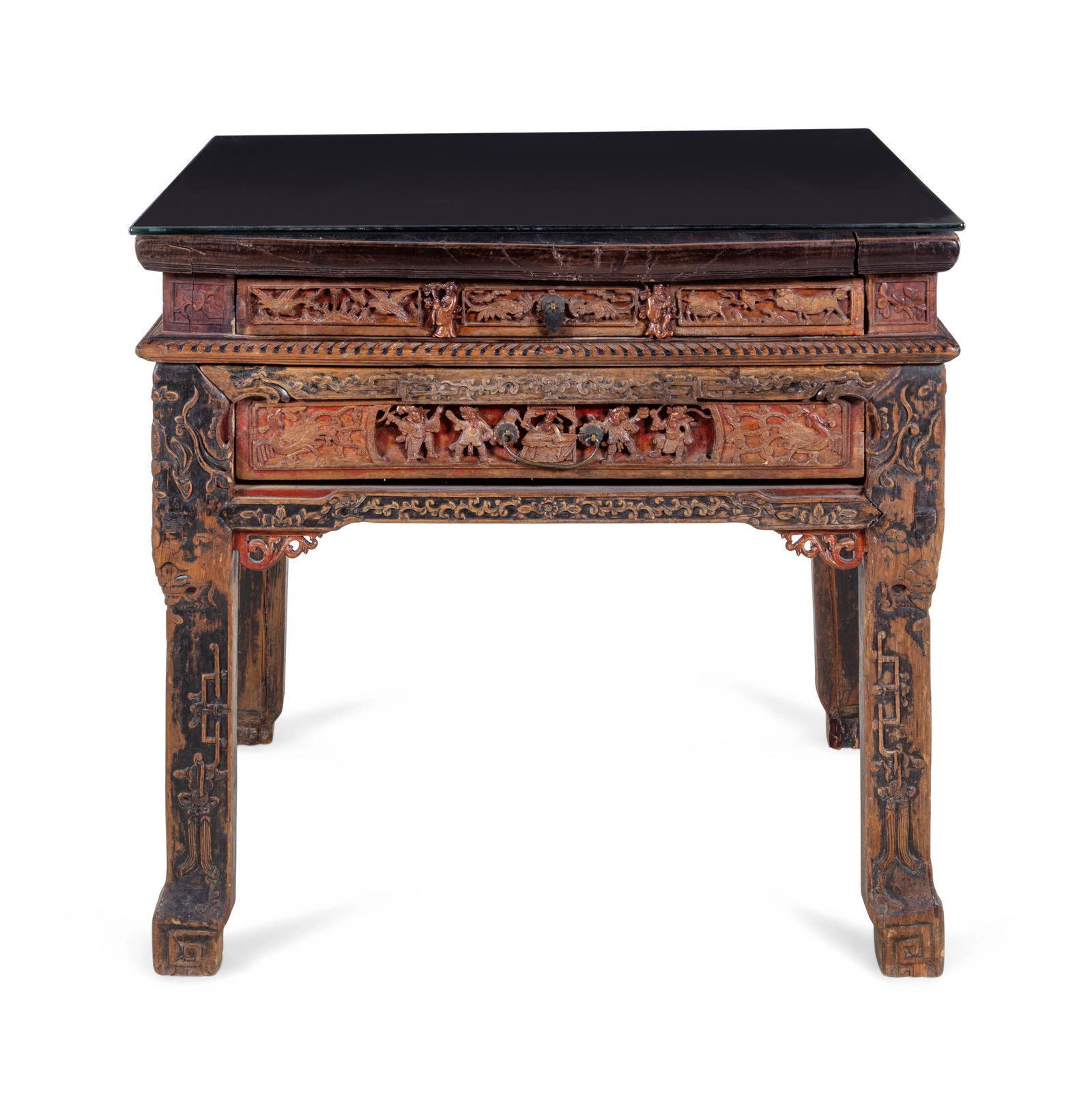 A Chinese Export Carved and Lacquered Game Table (1 of 3)