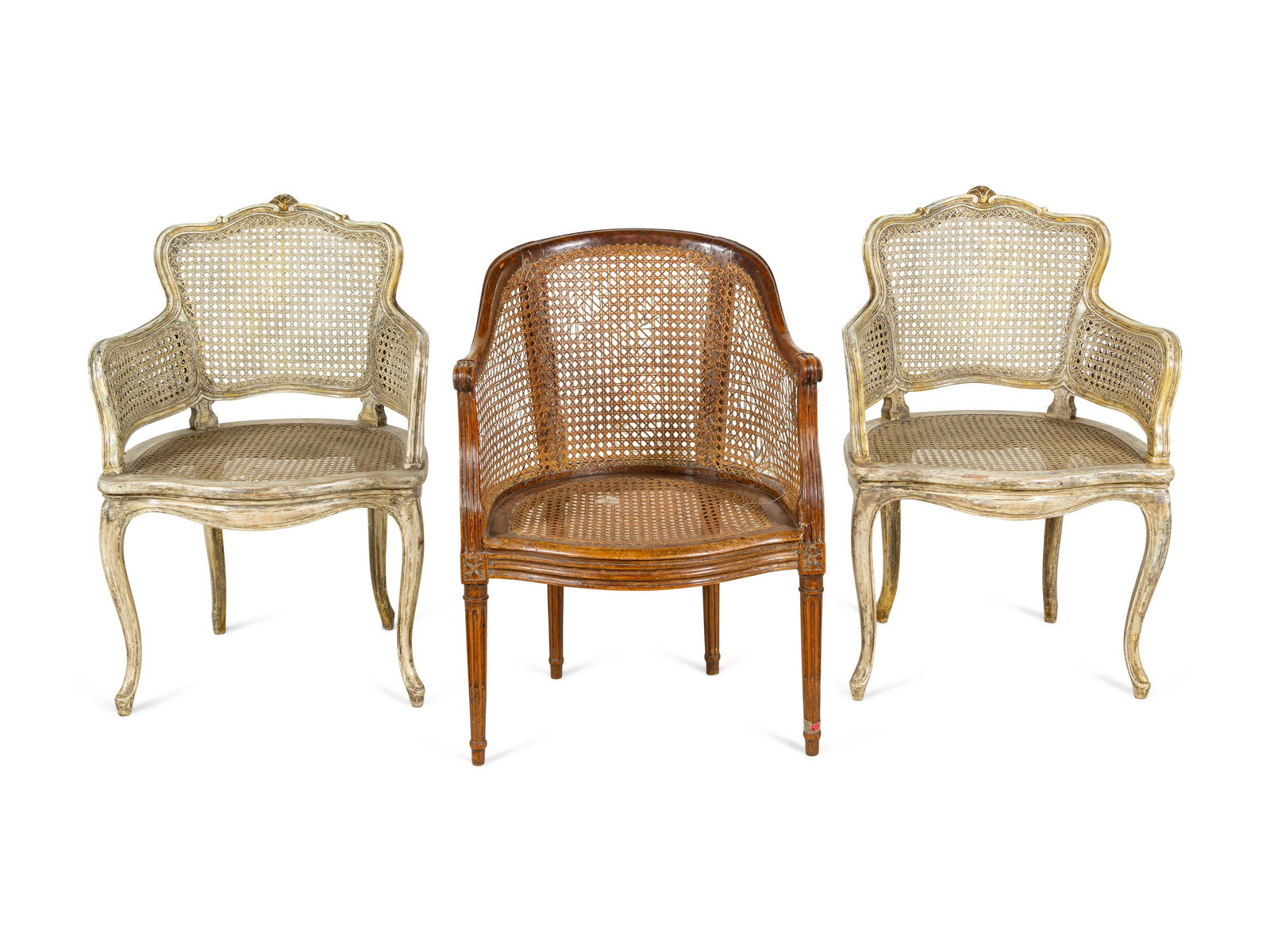 Three Louis XV Style Chairs Height of first 33 inches. (1 of 2)