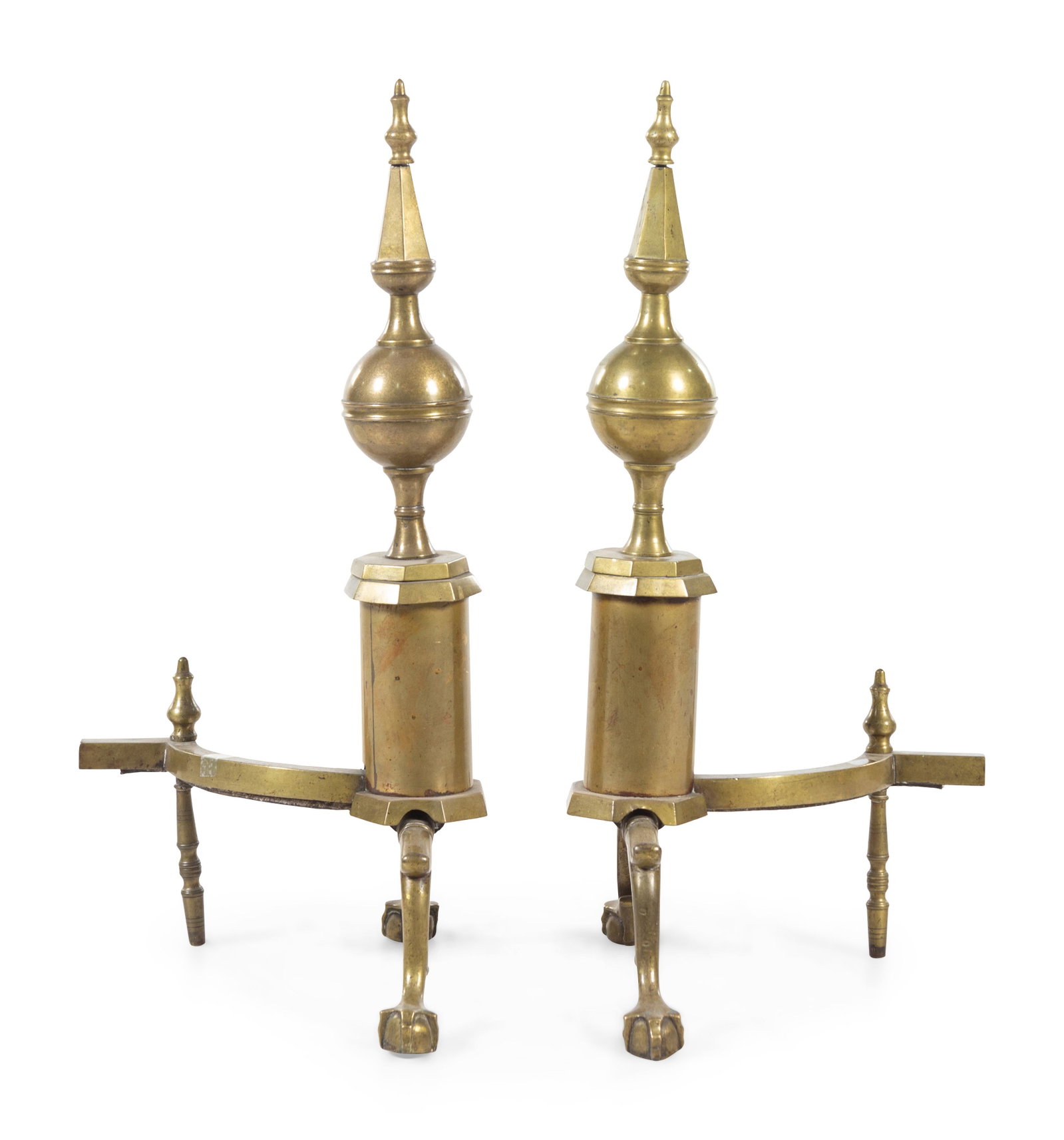 A Pair of Andirons Height 25 inches.: A Pair of Andirons 19th/20th Century of baluster form. Height 25 inches. Property from Christa's Ltd., Chicago, Illinois