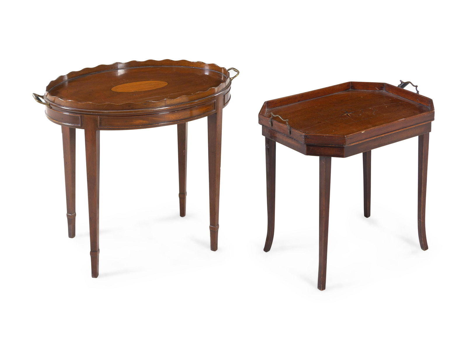 Two English Inlaid Mahogany Tray Tables (1 of 1)