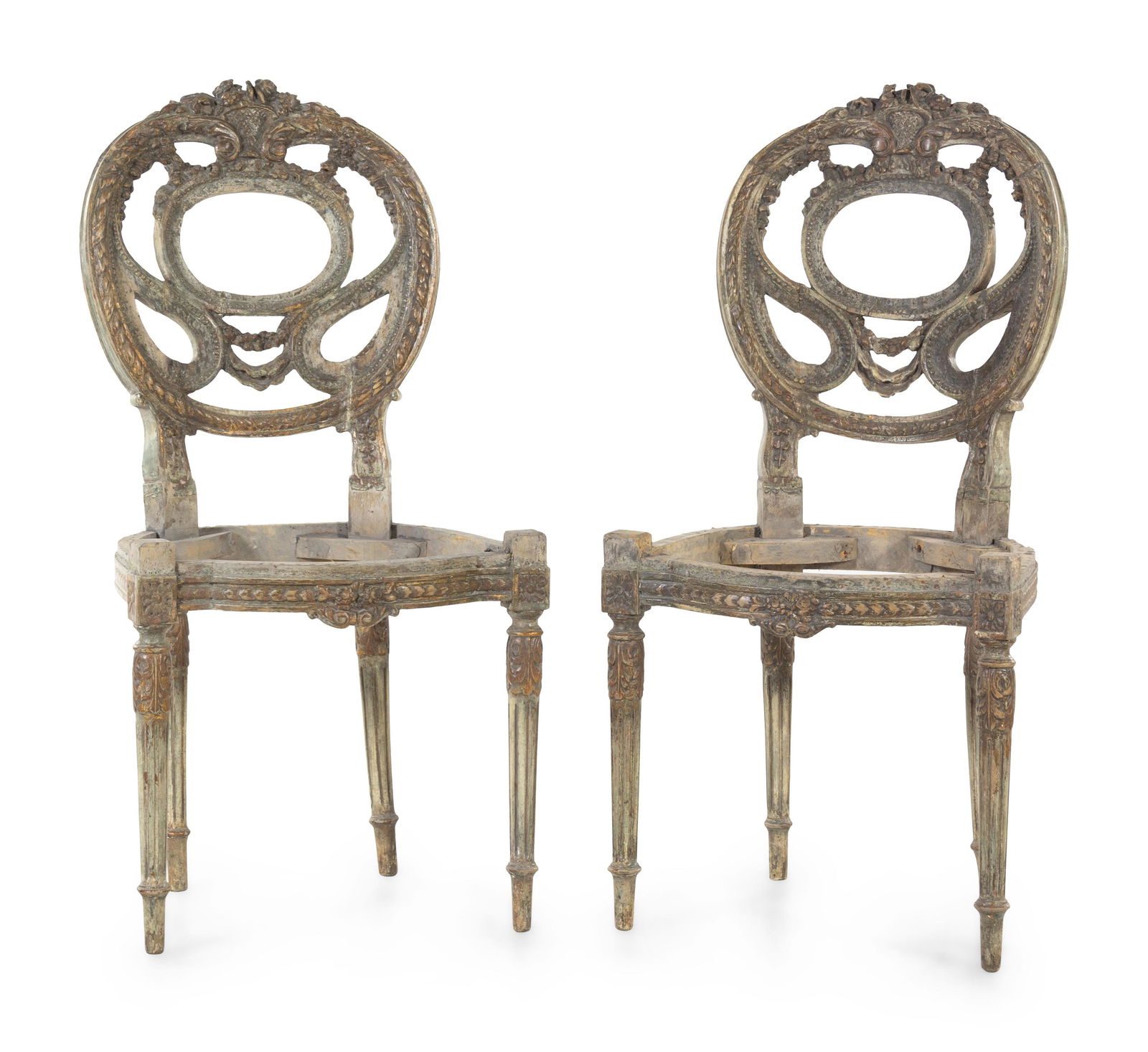 A Pair of Italian Neoclassical Painted Side Chair (1 of 1)