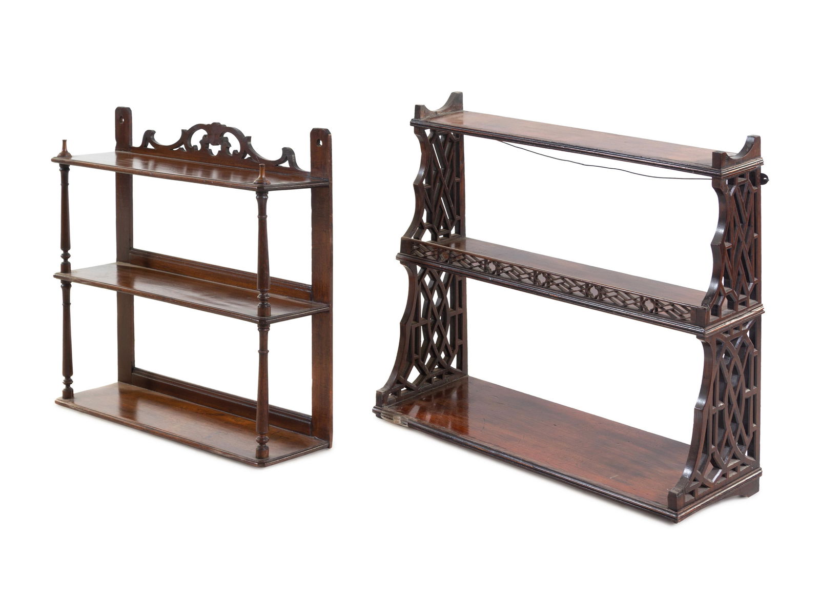 Two Chippendale Style Mahogany Hanging Shelves (1 of 1)