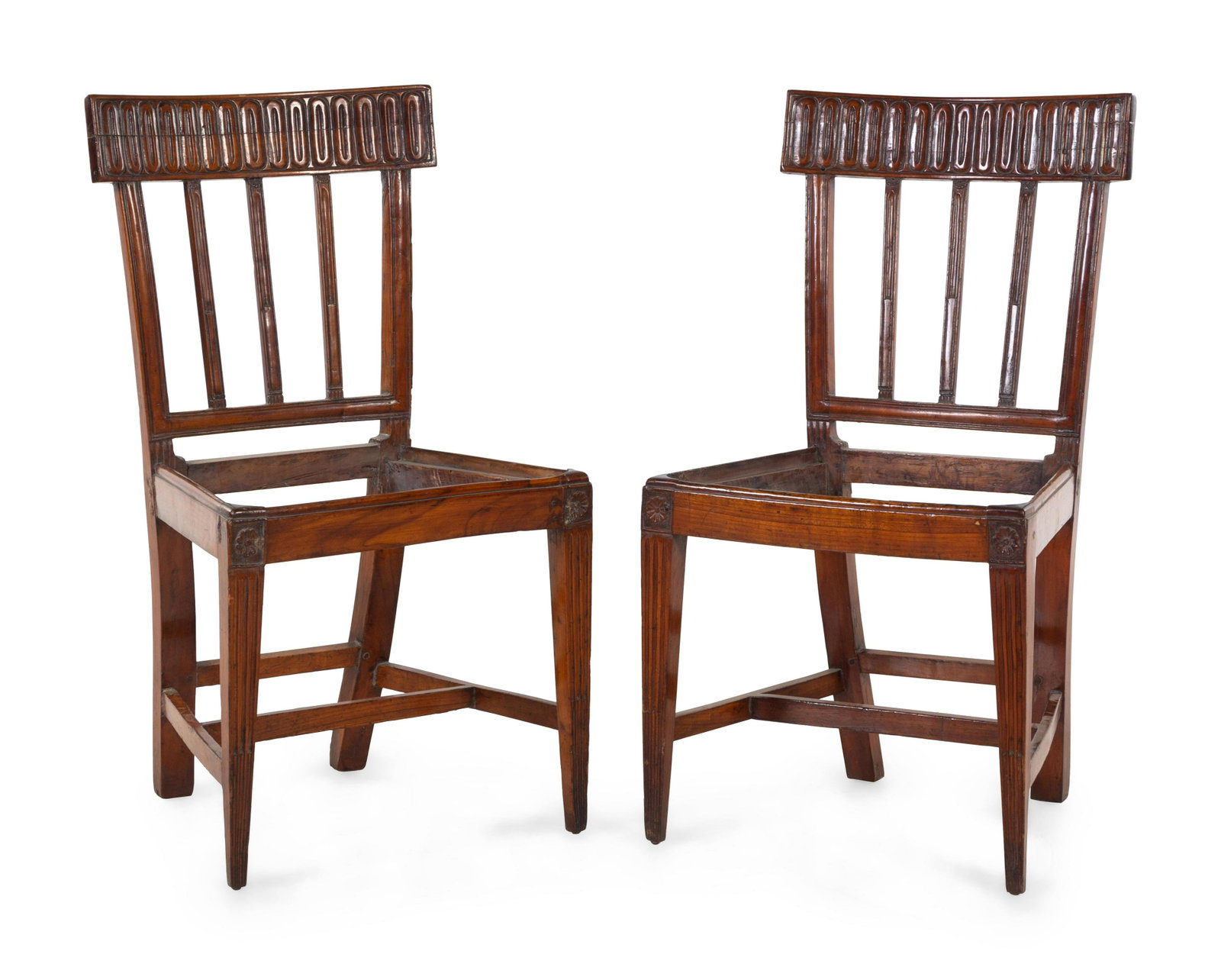 A Pair of French Mahogany Side Chairs: A Pair of French Mahogany Side Chairs 19th Century Height 34 1/2 inches. Property from Christa's Ltd., Chicago, Illinois