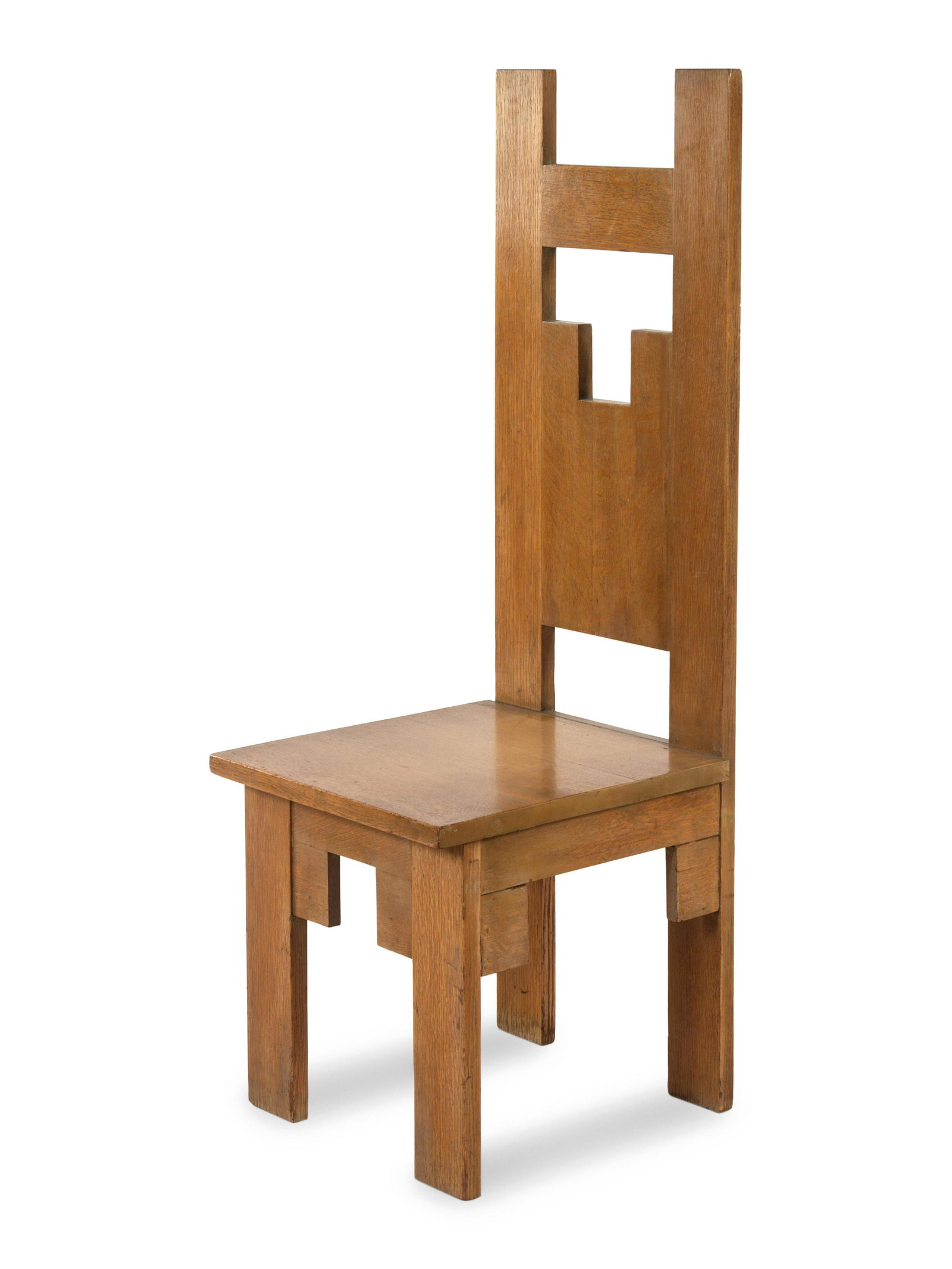 An Arts & Crafts Oak Side Chair Height 54 inches.: An Arts & Crafts Oak Side Chair Early 20th Century Height 54 inches. Property from Christa's Ltd., Chicago, Illinois