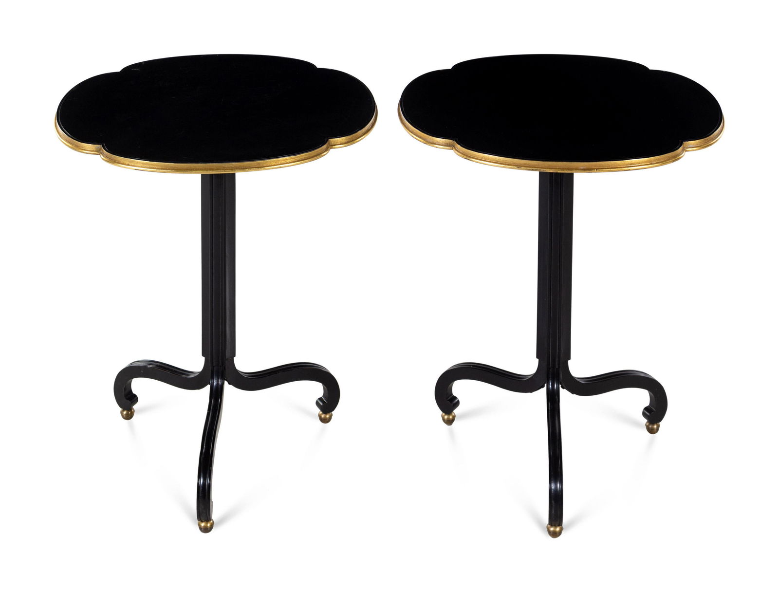 A Pair of Baker Ebonized and Parcel Gilt End Tables (1 of 1)