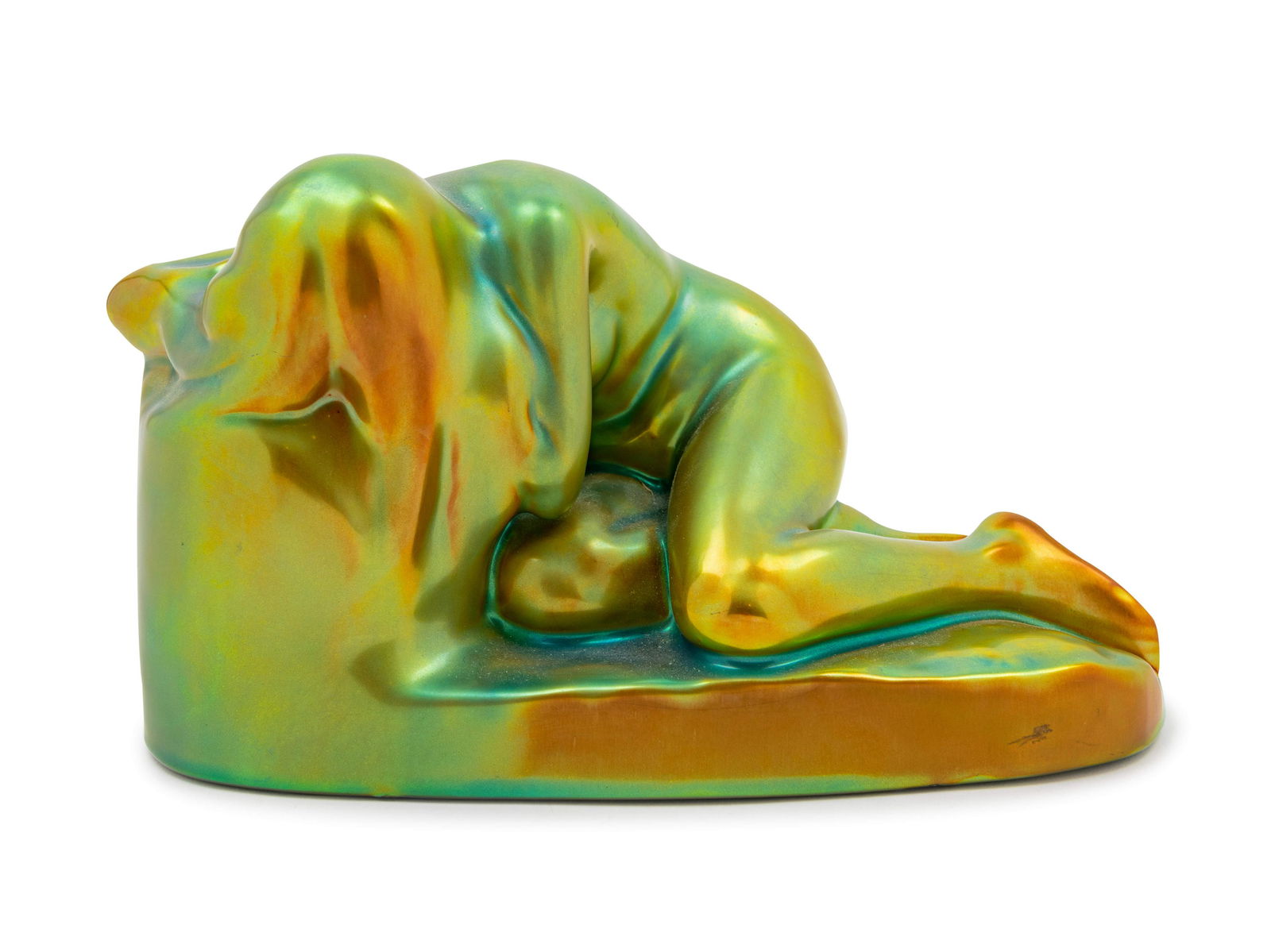 A Zsolnay Iridescent Figural Group Width 10 inches. (1 of 2)