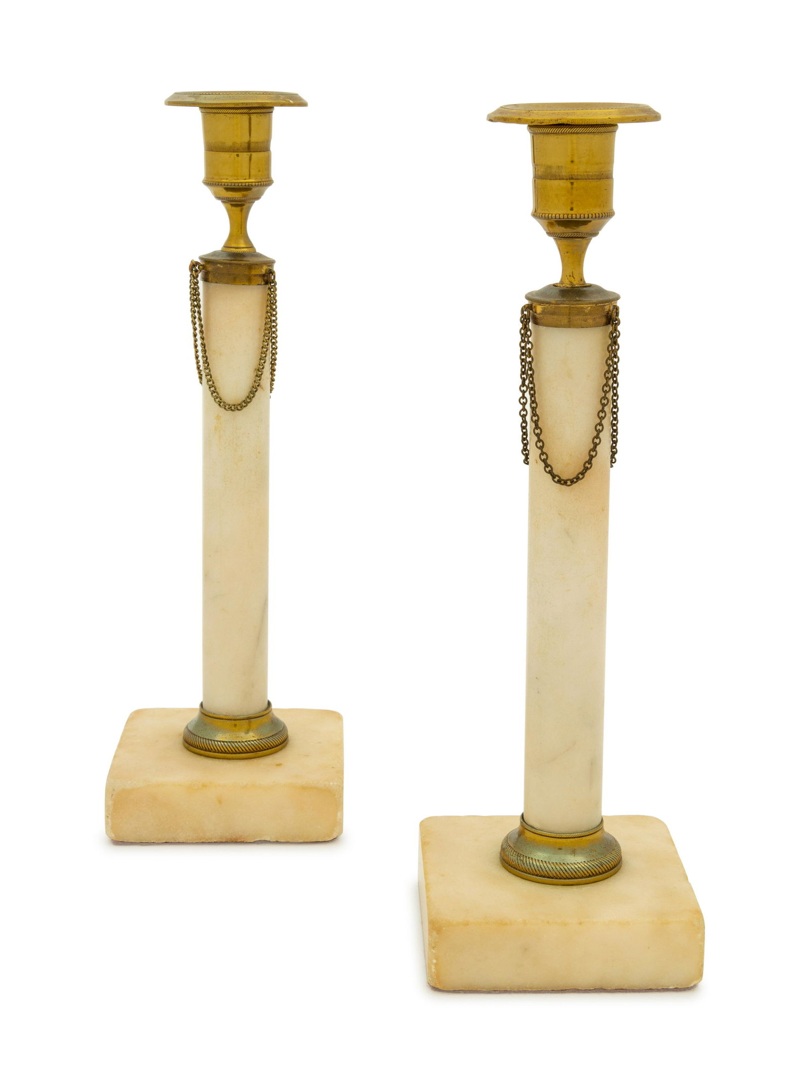 A Pair of Gilt Metal Mounted Marble Candlesticks Height (1 of 2)