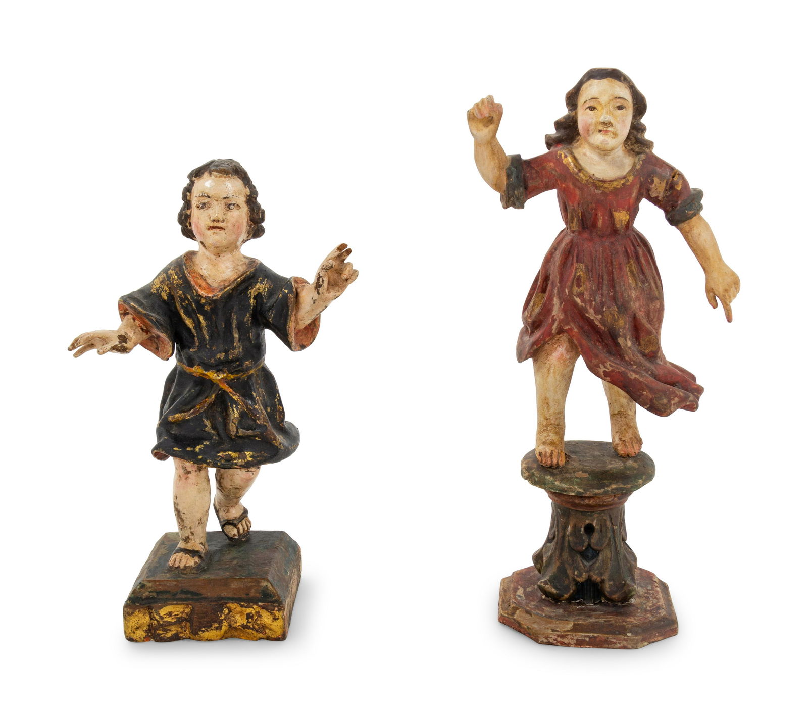 Two Small Italian Painted Wood Figures (1 of 1)