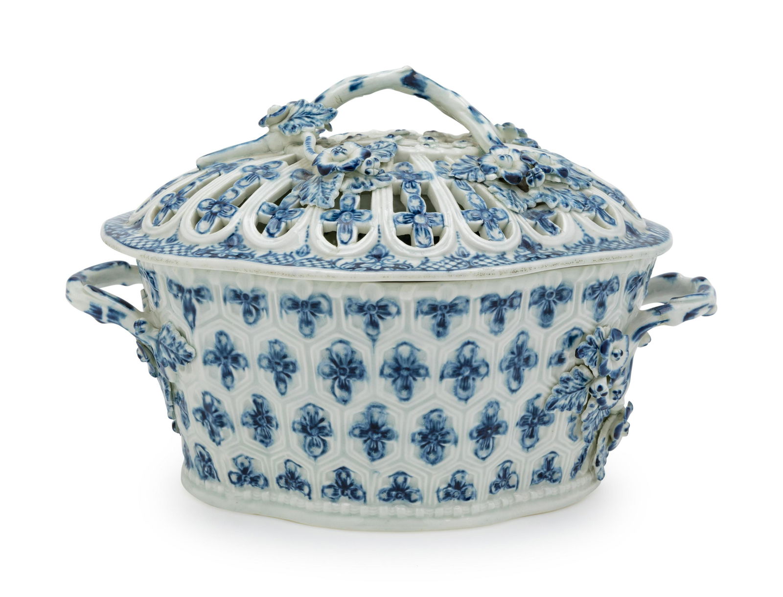 A Worcester Porcelain Reticulated Covered Chestnut Dish (1 of 1)