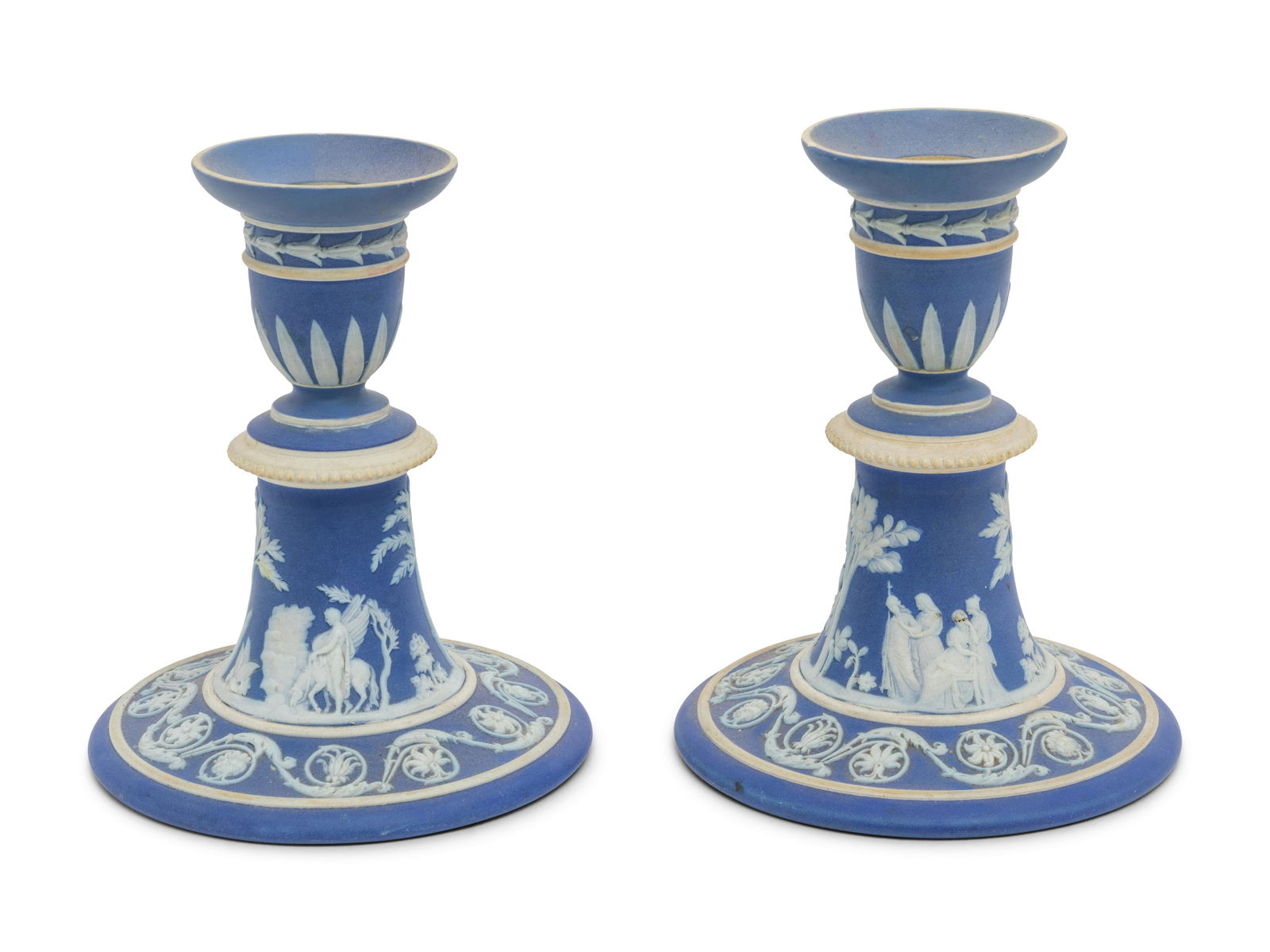 A Pair of Wedgwood Jasperware Candlesticks Height 5 1/4 (1 of 1)
