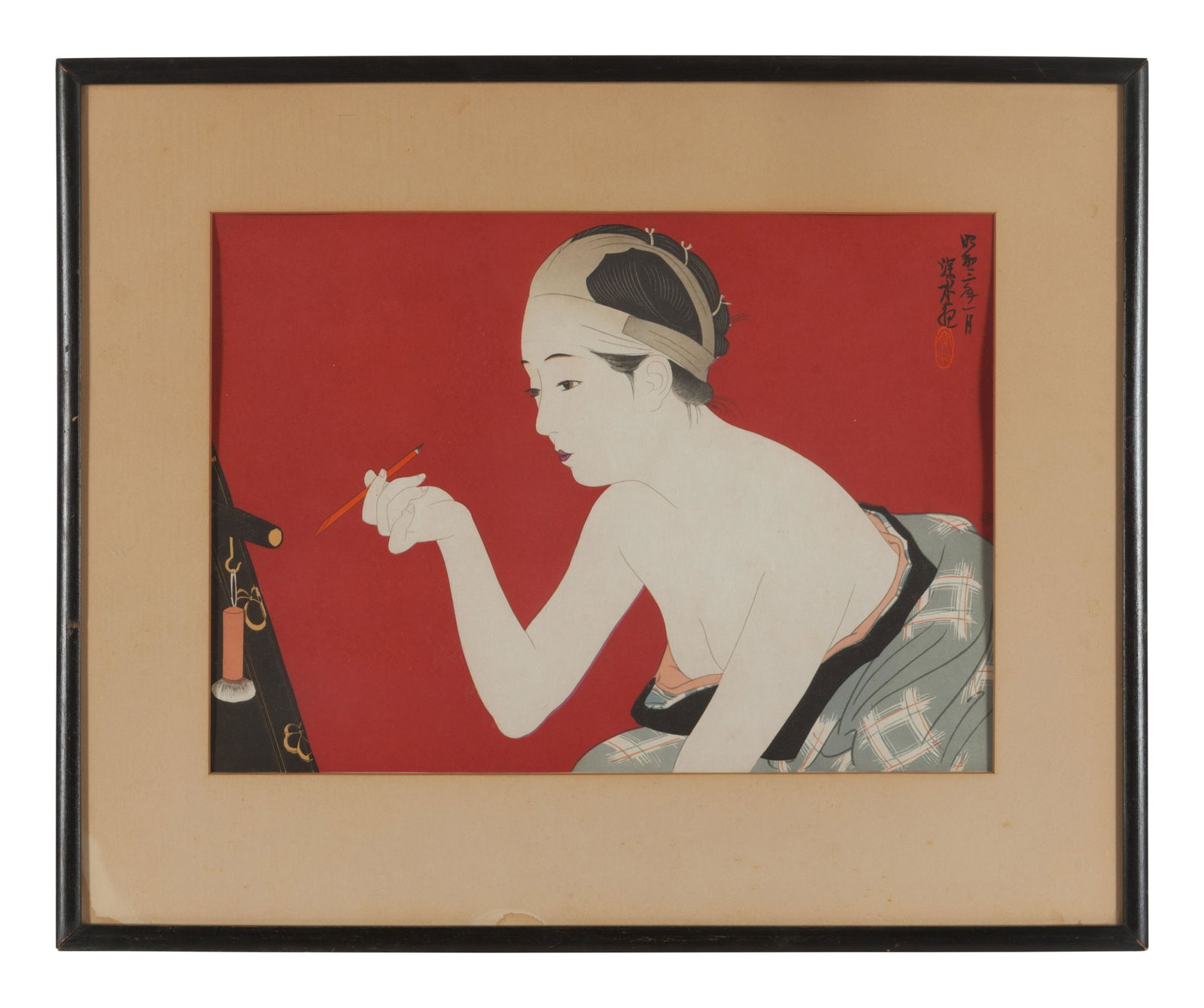 A Japanese Woodblock-Style Print 14 1/2 x 10 1/2 inches (1 of 3)