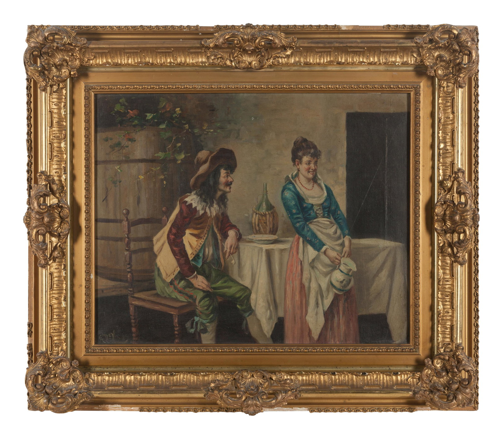 Continental School: Continental School 19th/20th Century Tavern Scene oil on canvas 15 1/2 x 19 1/2 inches.